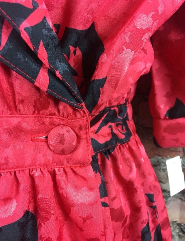 Jonathan Martin Vintage 80s Red Wrap Dress Whimsigoth Alt New Wave