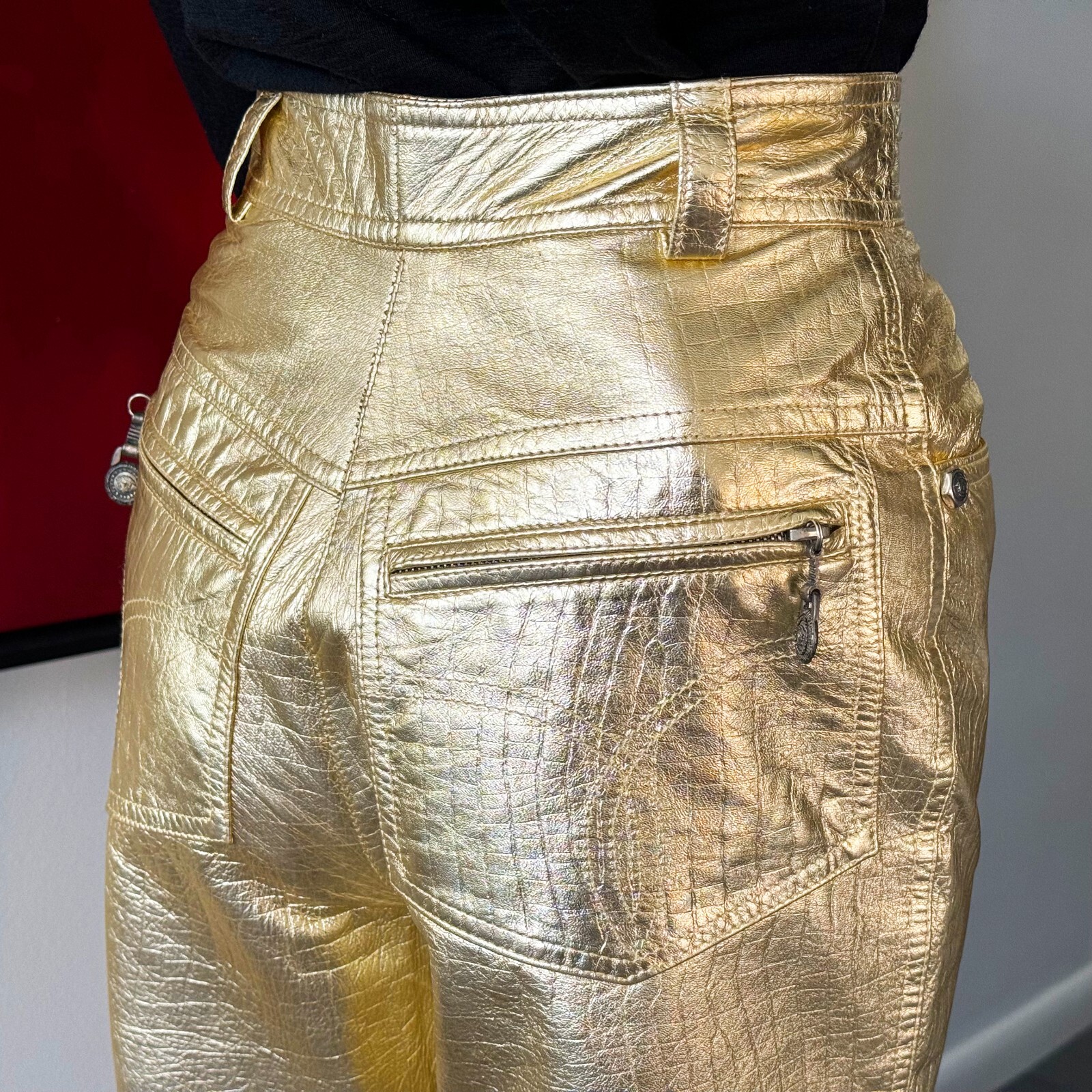 GIANNI VERSACE metallic gold leather pants size IT 40/42 from F/W 1994/95