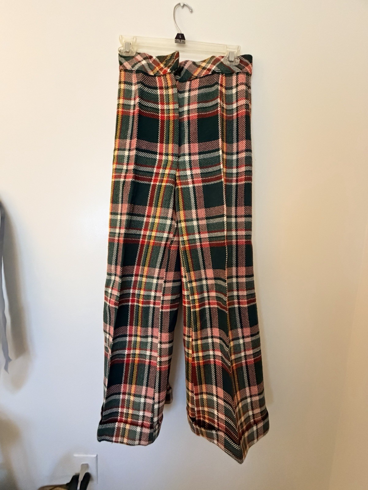VTG 70&rsquo;s Bobbie Brooks Bell Bottom Pants Plaid 26” Waist XS Retro Hippie