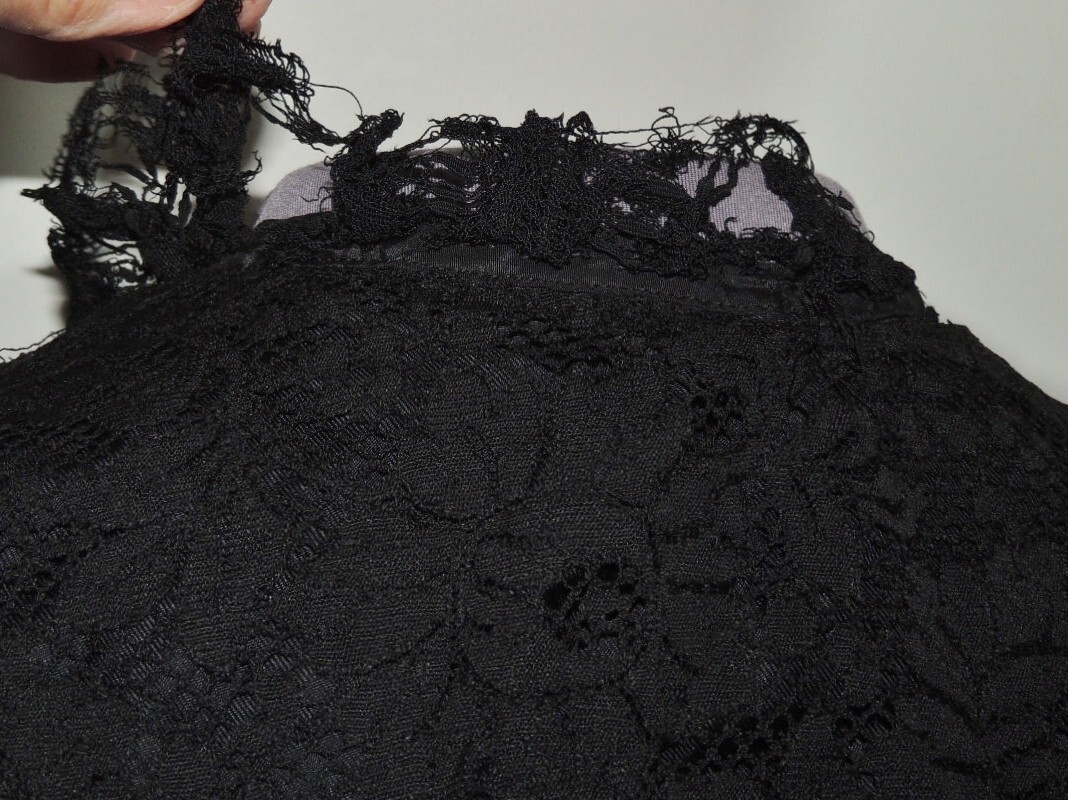 Victorian Black Silk Taffeta Jacket w Lace Cape Like Collar SM – MED