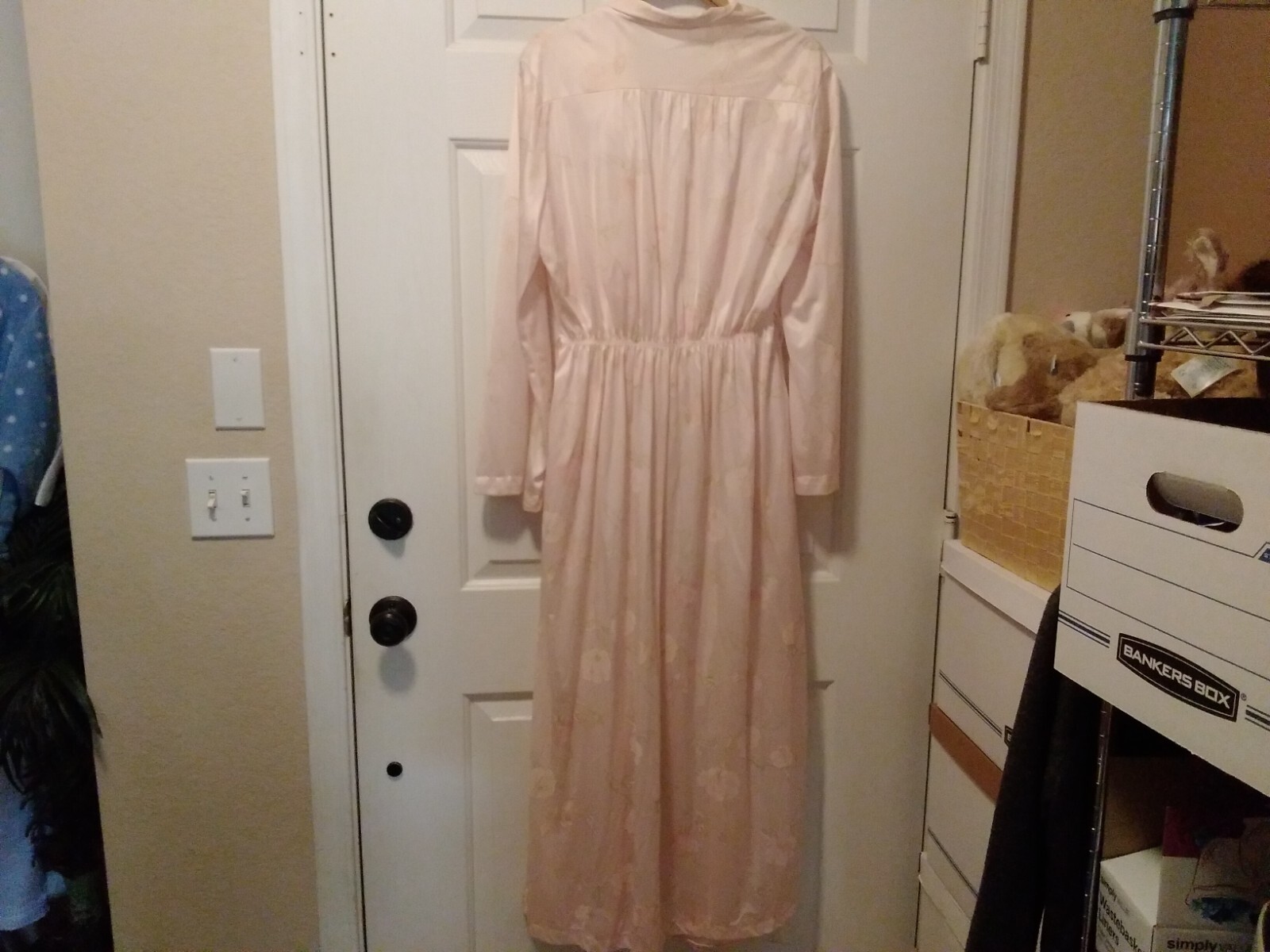 Vintage Pegnoir Nightgown & Robe Set MISS ELAINE SZ Med Soft Peach Floral