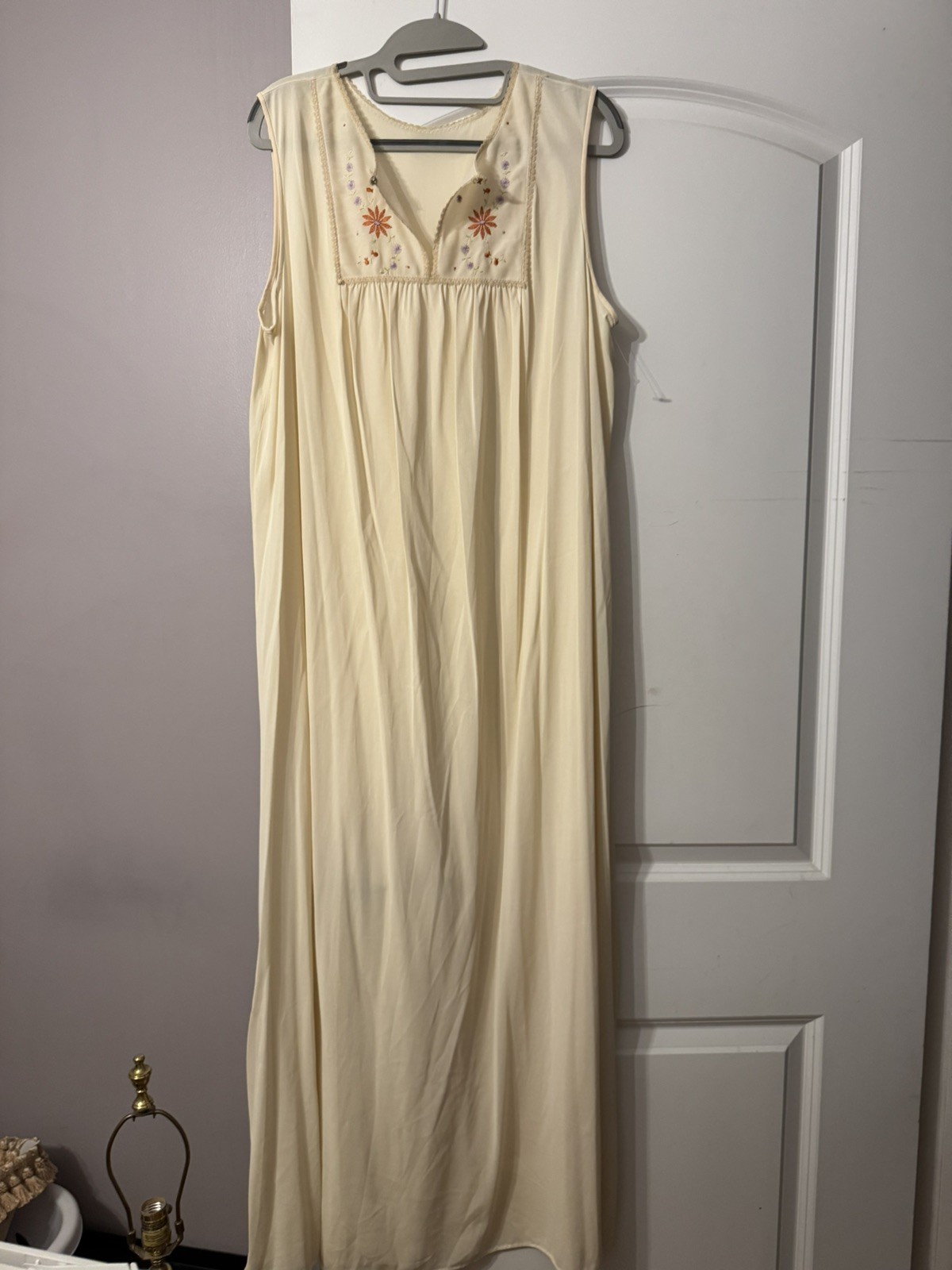 Vintage Sears 2pc Embroidered Bodice Long Nightgown & Robe Large 38/40