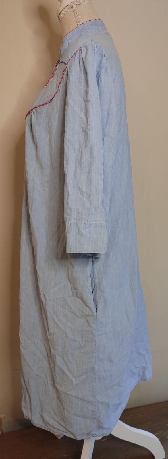 Vintage Smart Time Chambray Denim House Dress Womens sz S/M Snaps Grannycore