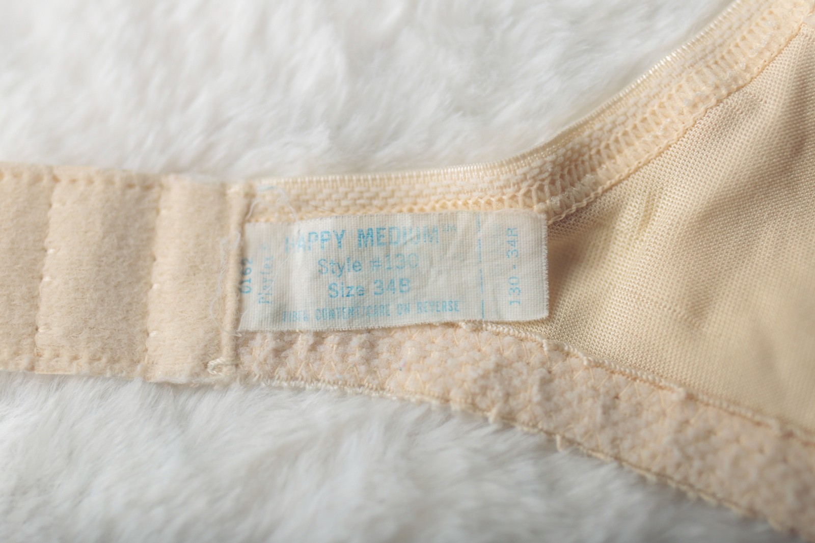Happy Medium Vintage Retro Satin Unlined Pointy Wireless Bra Ivory 34B