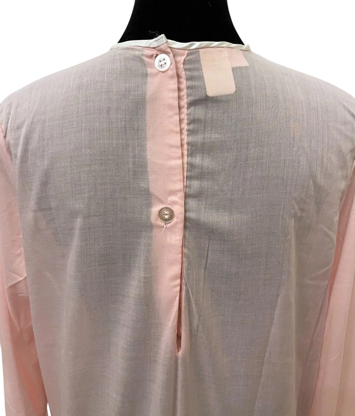 Vintage Sears Womens Cottage Core Long Gown Size 38-40 Large Pink Daisy Cotton