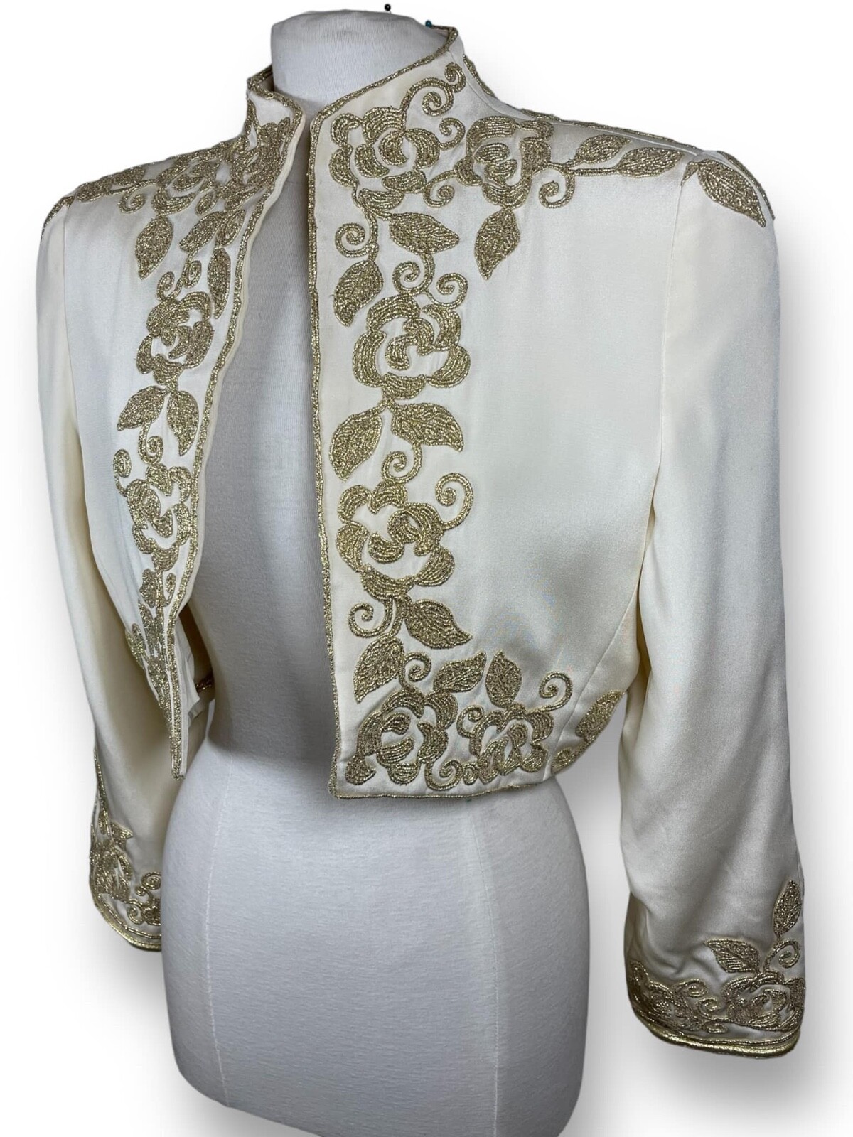 Vintage Nolan Miller Collection 1980s 1990s Gold Emroidery Dynasty crop jacket