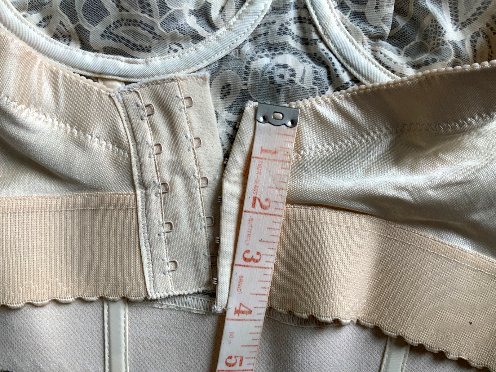 Vintage ADONNA Nude Beige Strapless Nylon LACE BUSTIER Bra Size 40C