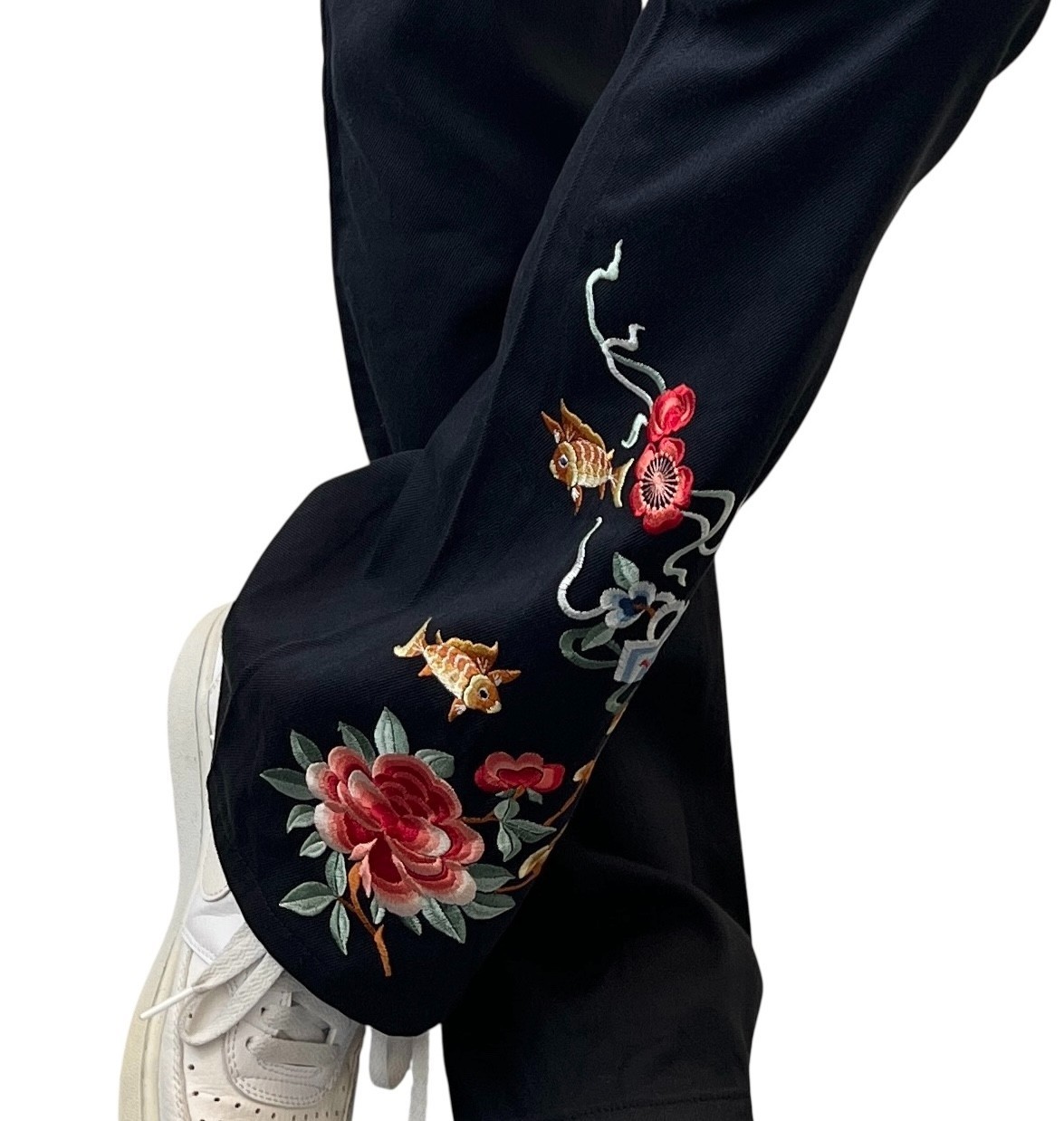 Christian Dior Vintage 2001 Embroidered Pants #36 Button Black Silver 105957