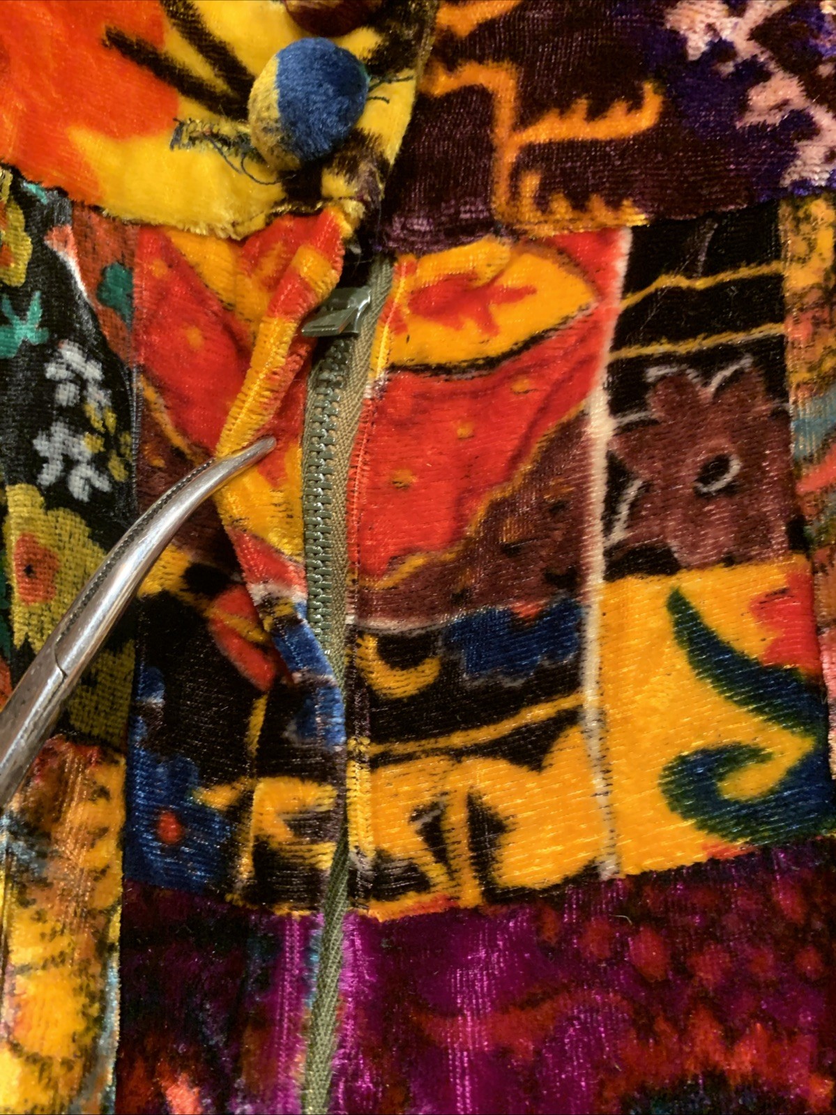 VINTAGE Vicky Vaughn Velvet Patchwork Long Skirt Gypsie Boho Hippy 70s 24&Prime; Waist