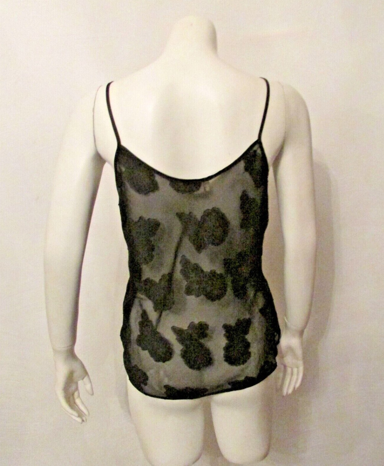 Cinema Etoile 641347 Floral Embossed Sheer Chiffon Camisole Cami Slip S USA made