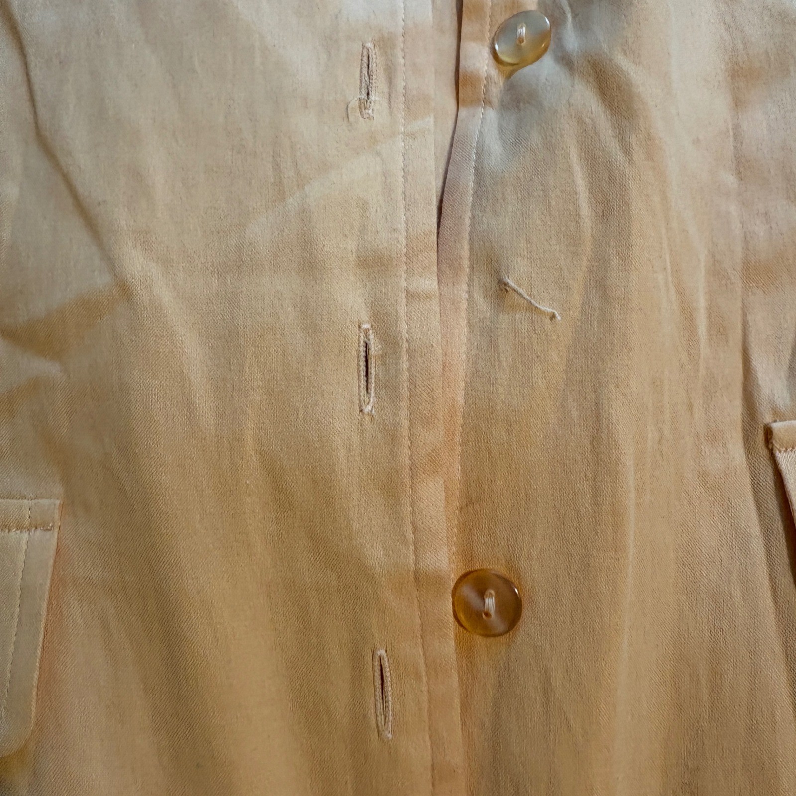 Anna & Frank Vintage 100% Silk Short Sleeve Button Up Shirt Orange Sz L Tie Back