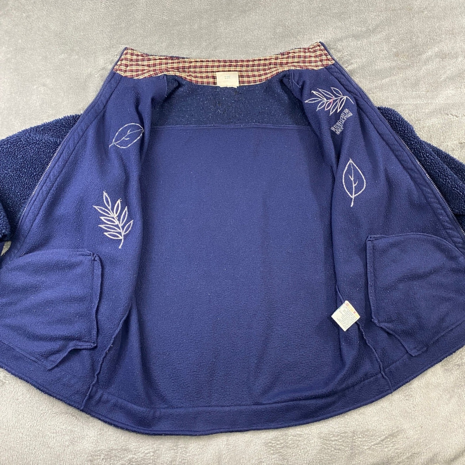 VTG Northern Reflections Fleece Jacket Cabincore Navy Leaf Embroidery Full Zip