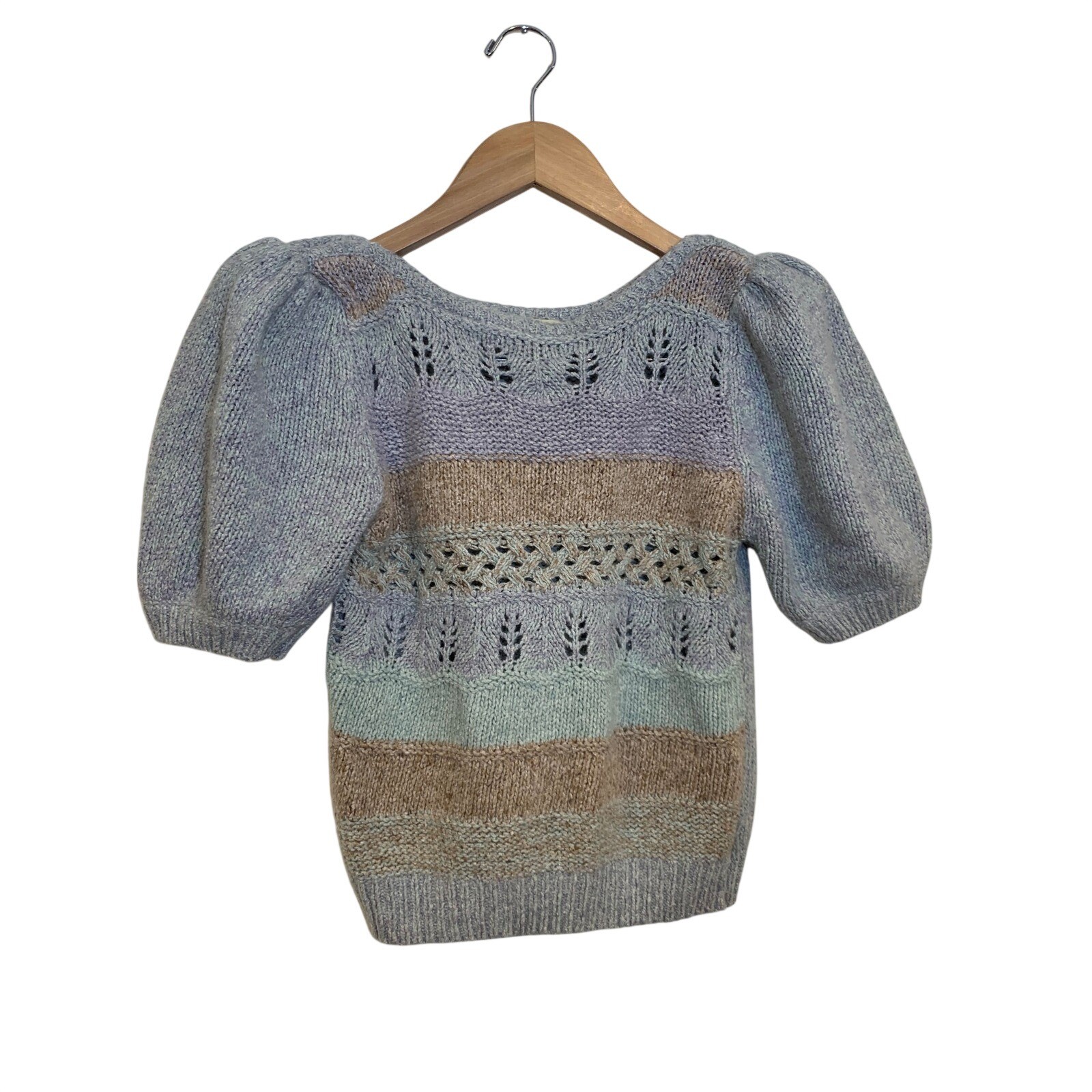 VTG Reference Point Garrett Medium Silk Angora Cottagecore Puff Sleeve Sweater