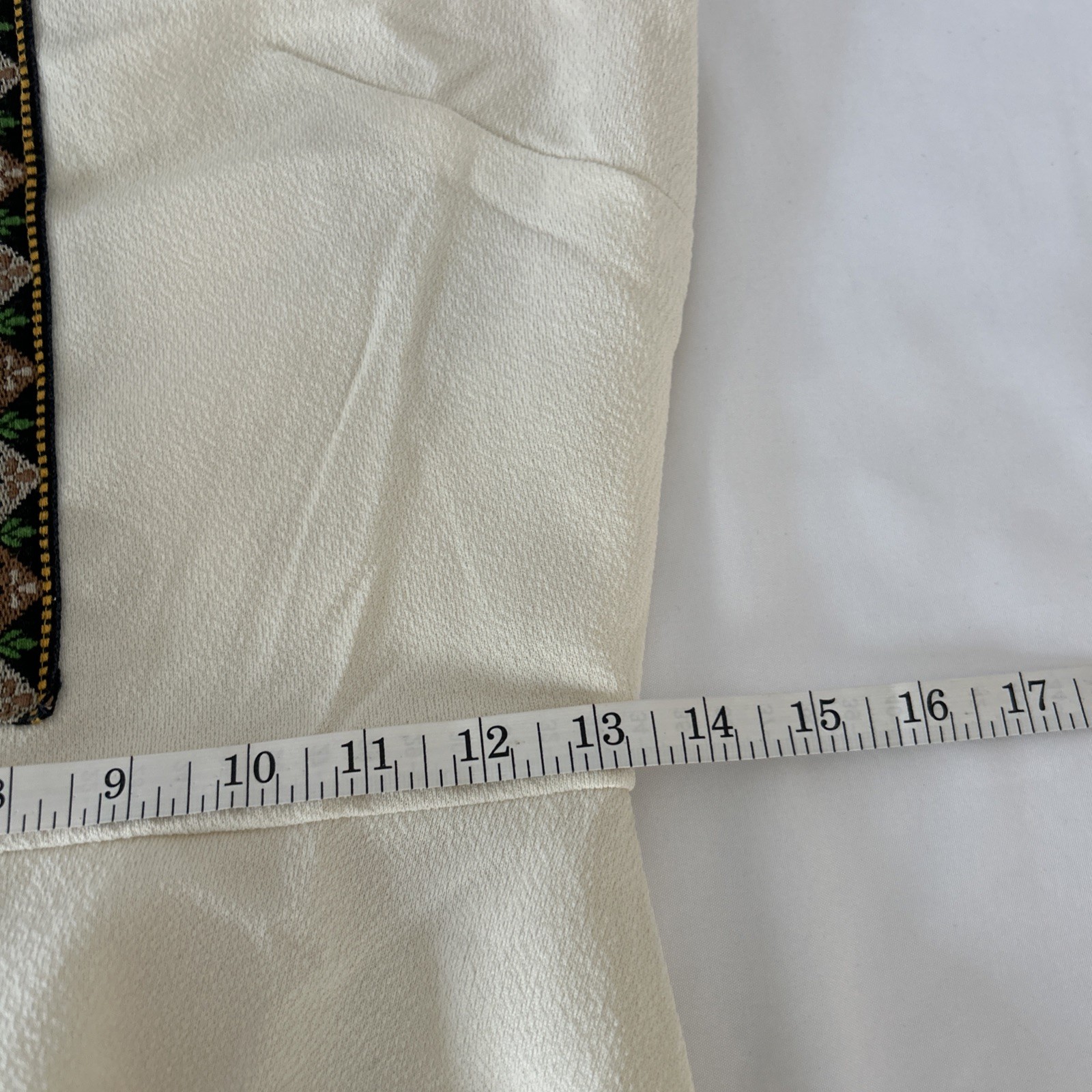 Vintage 1960/70’s Geometric Gimp Braid Trim Ivory Mod Mini Dress Size-S