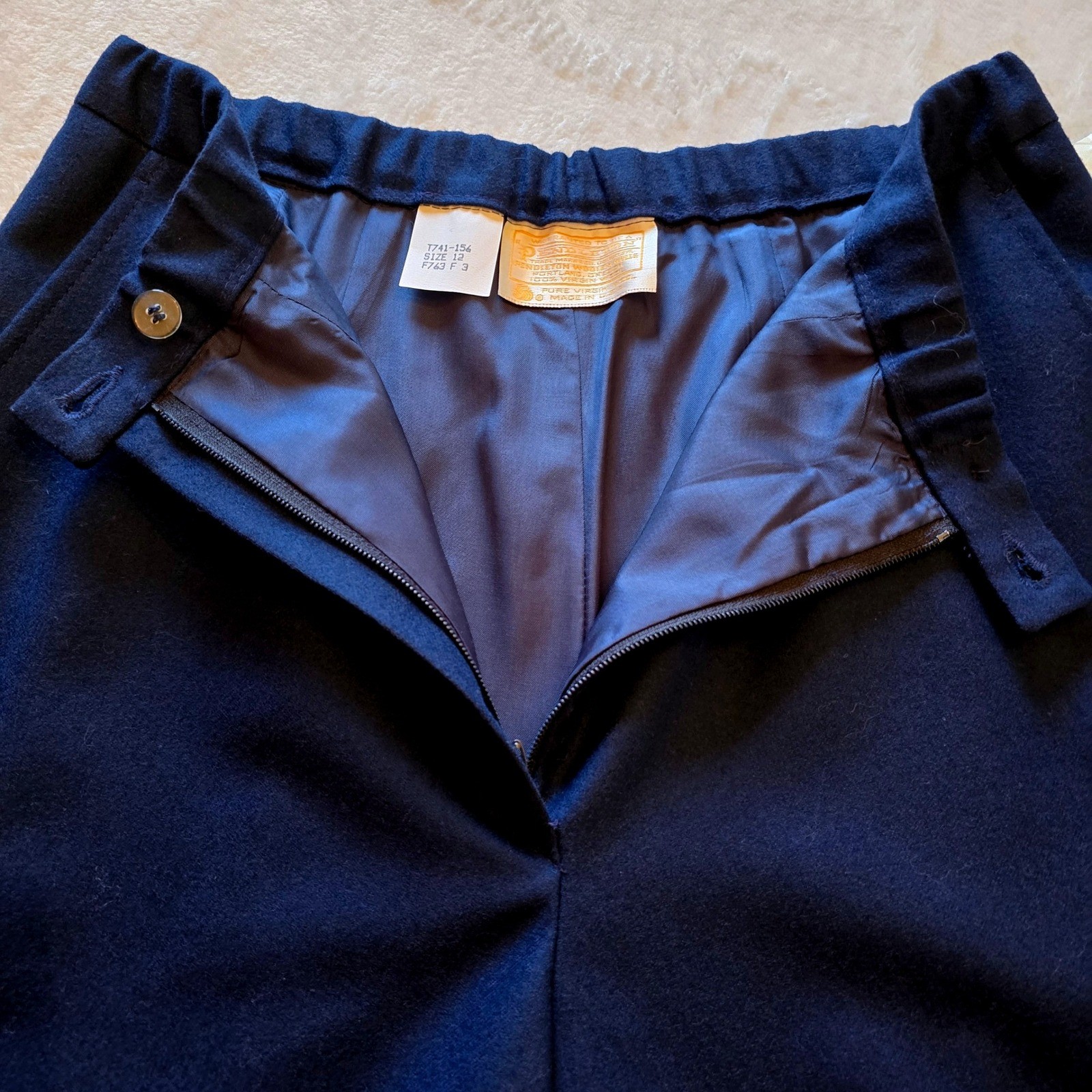 Pendleton Town & Country Womens Navy Blue Virgin Wool Trousers Pants Size 12 NWT
