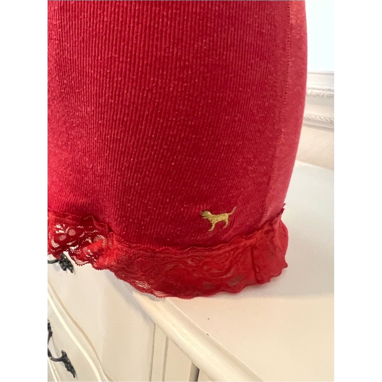 vintage victoria&rsquo;s secret pink red lace babydoll cami tank top
