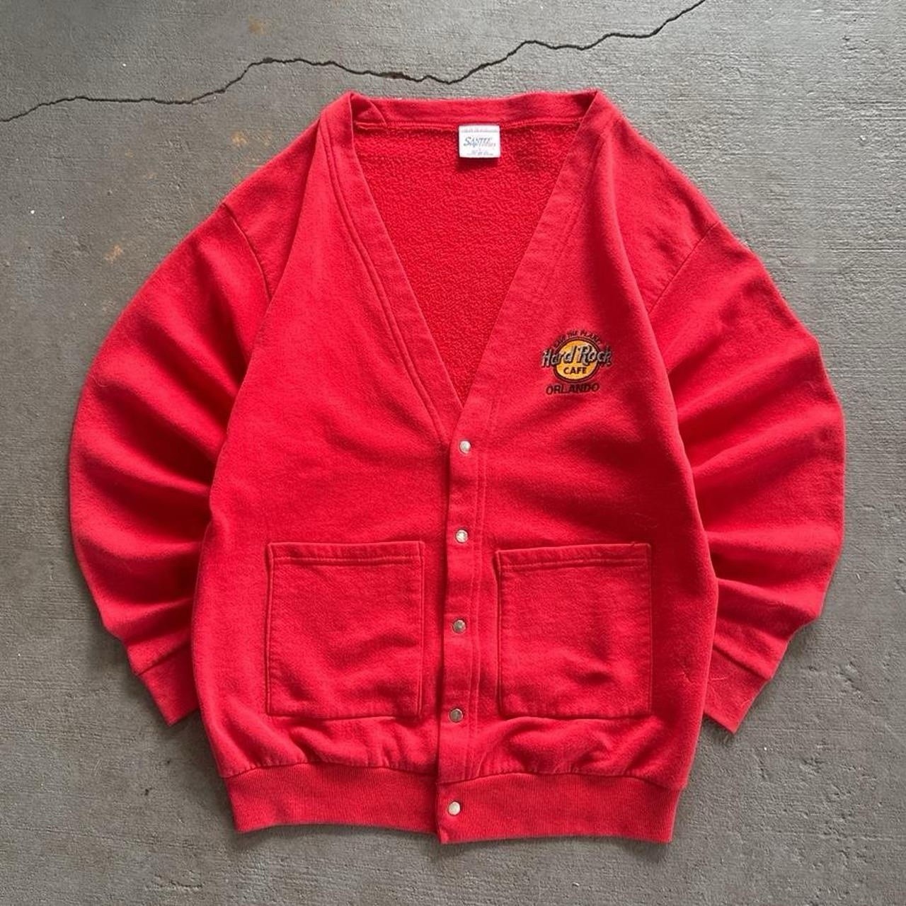 Vintage 80s 90s Hard Rock Cafe Orlando Women’s Button Up Cardigan Sweater Size L