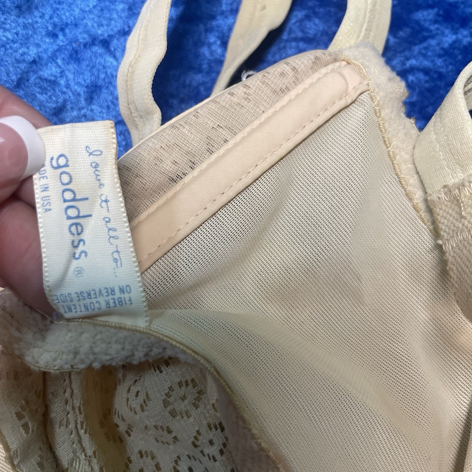 Vintage Goddess Bra 32c Beige Underwire Nylon Pinup Lingerie
