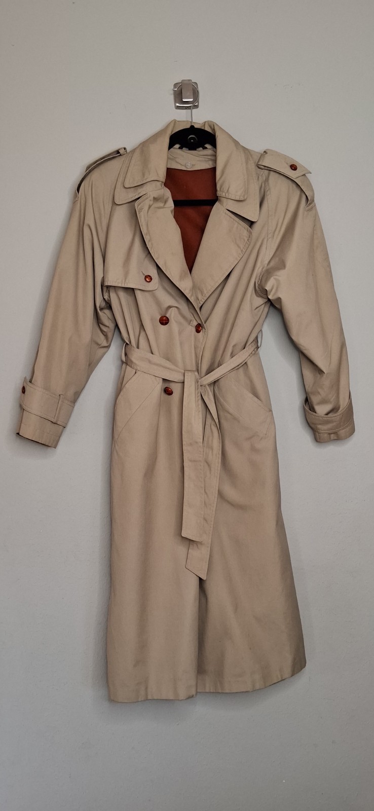 Vintage Cyclone Trench Coat Made in Romania Double Breasted Belted Duster Sz 6