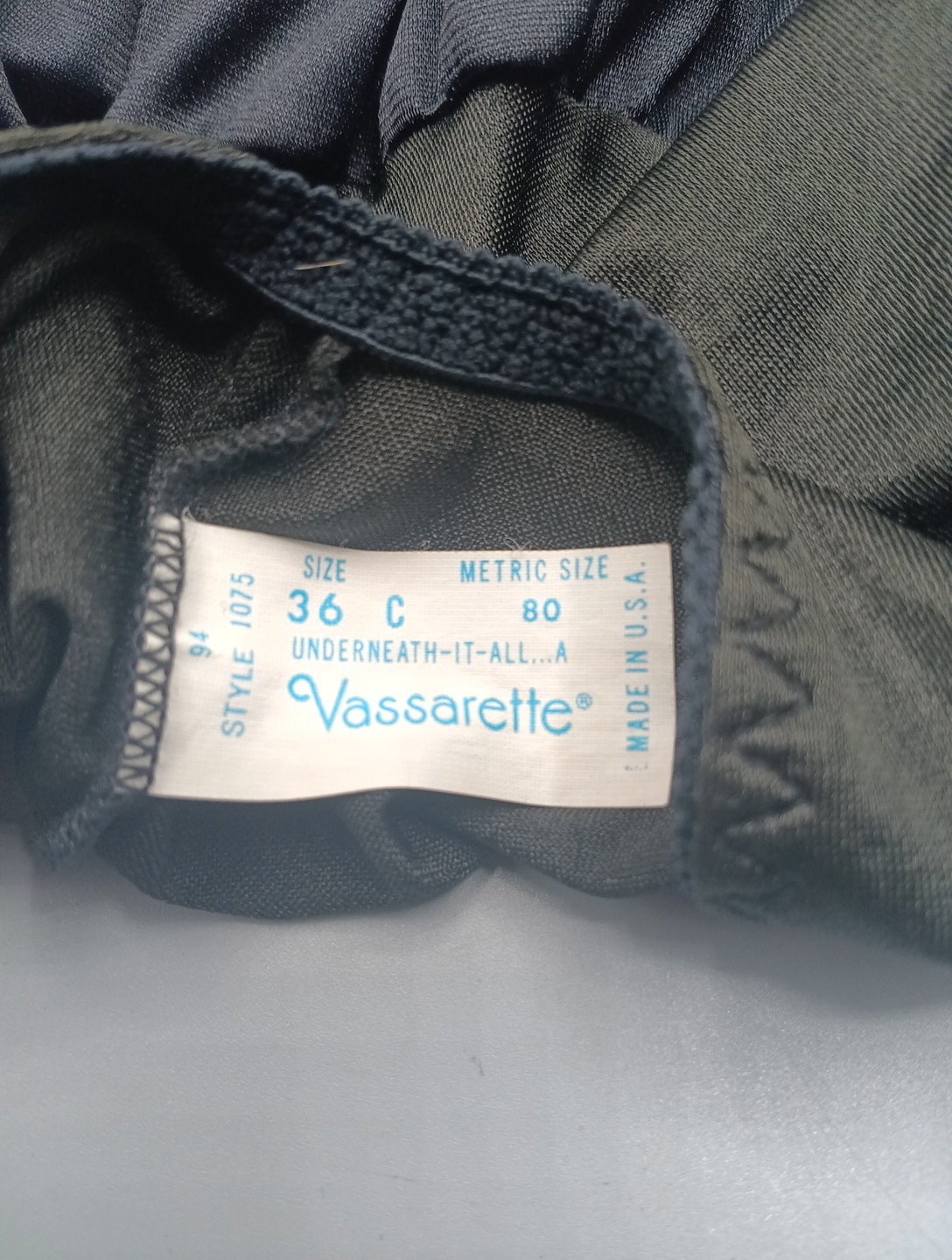 38 C Vassarette lace Underwire Slip Black Nylon Vintage Underneath it all