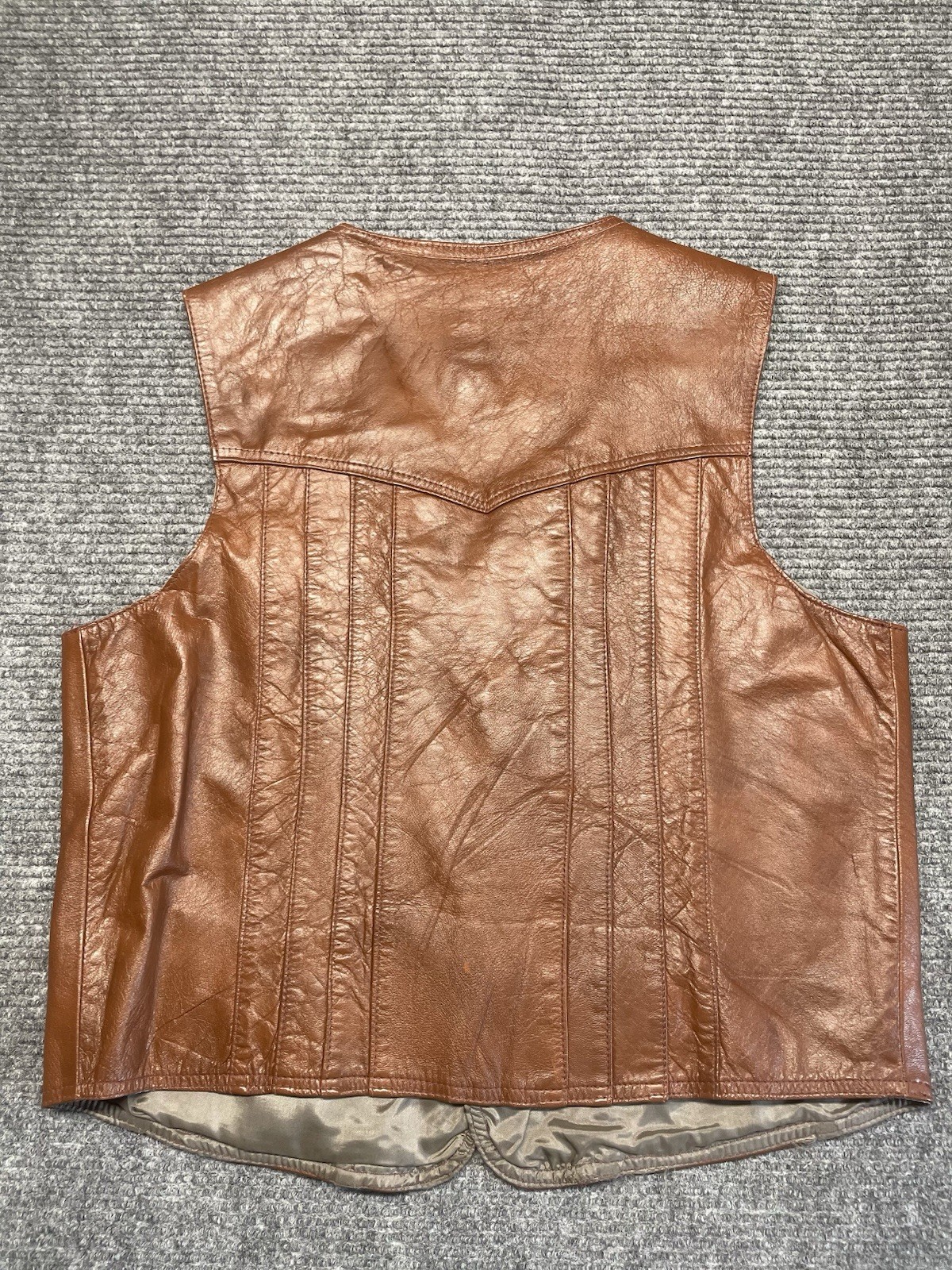 VTG Rustic Genuine Leather Vest Large (42) Mexico Cowboy Ranch Style Motorcycle