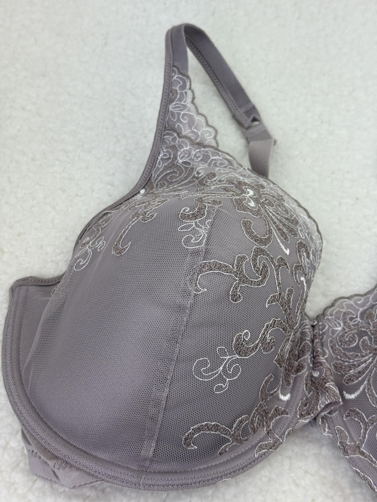 Playtex Bra Womens 38DD Gray Love My Curves Lace Underwire WMSMITH COMB
