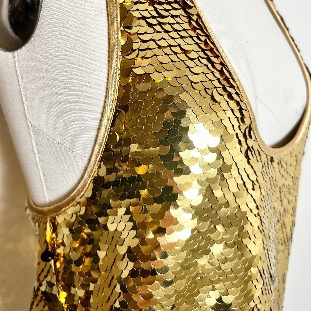NWT Retrofete Mandy Gold Sequin Racerback Blouse Size XS Designer Luxury