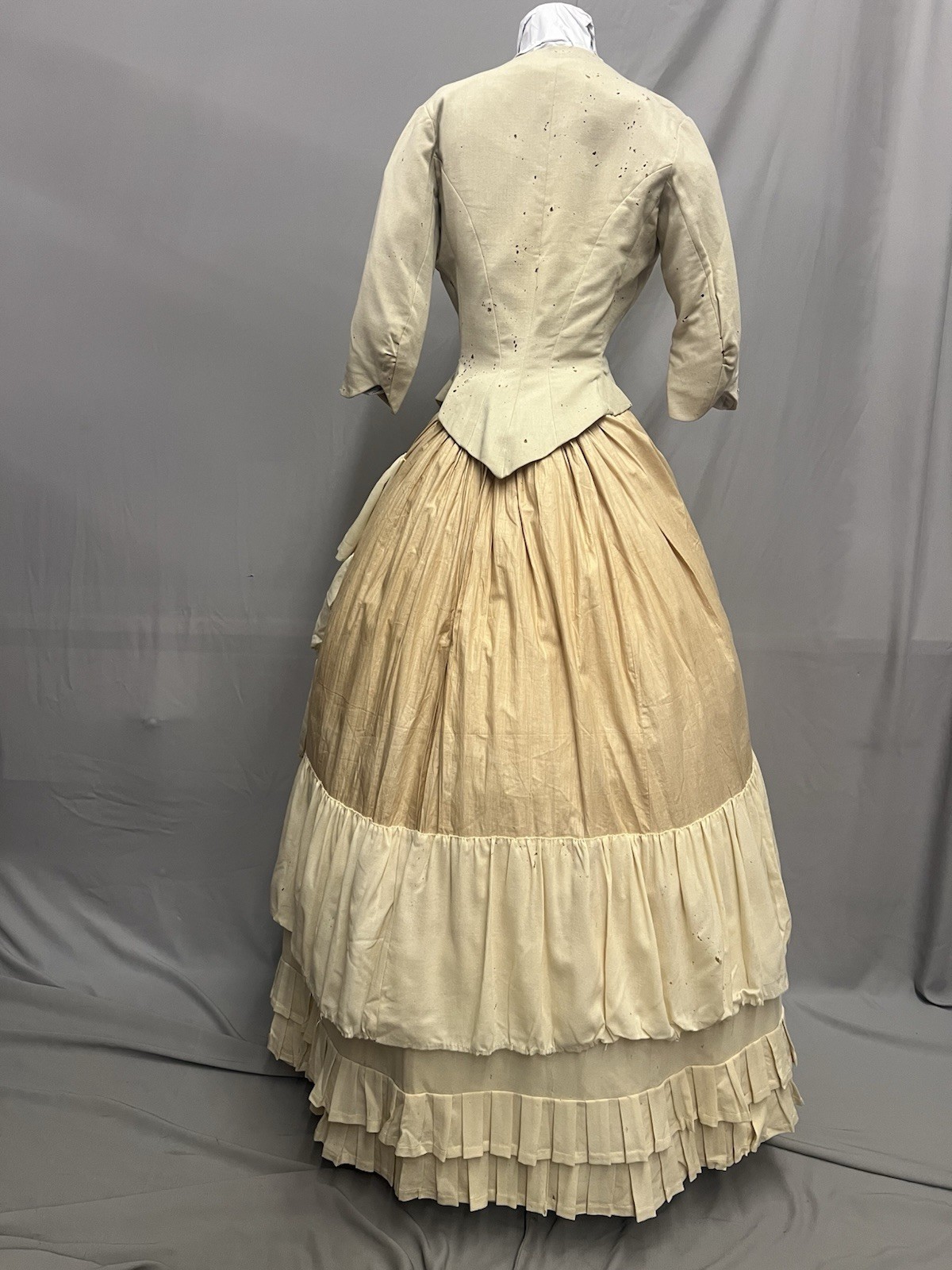 1870’s Two Pc Ivory Wool Bustle Gown