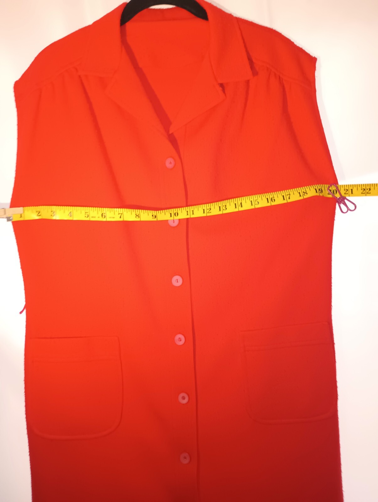 60 – 70&rsquo;s – Handmade Solid Red Dress – Size 14 – Nightgown Housecoat Vintage
