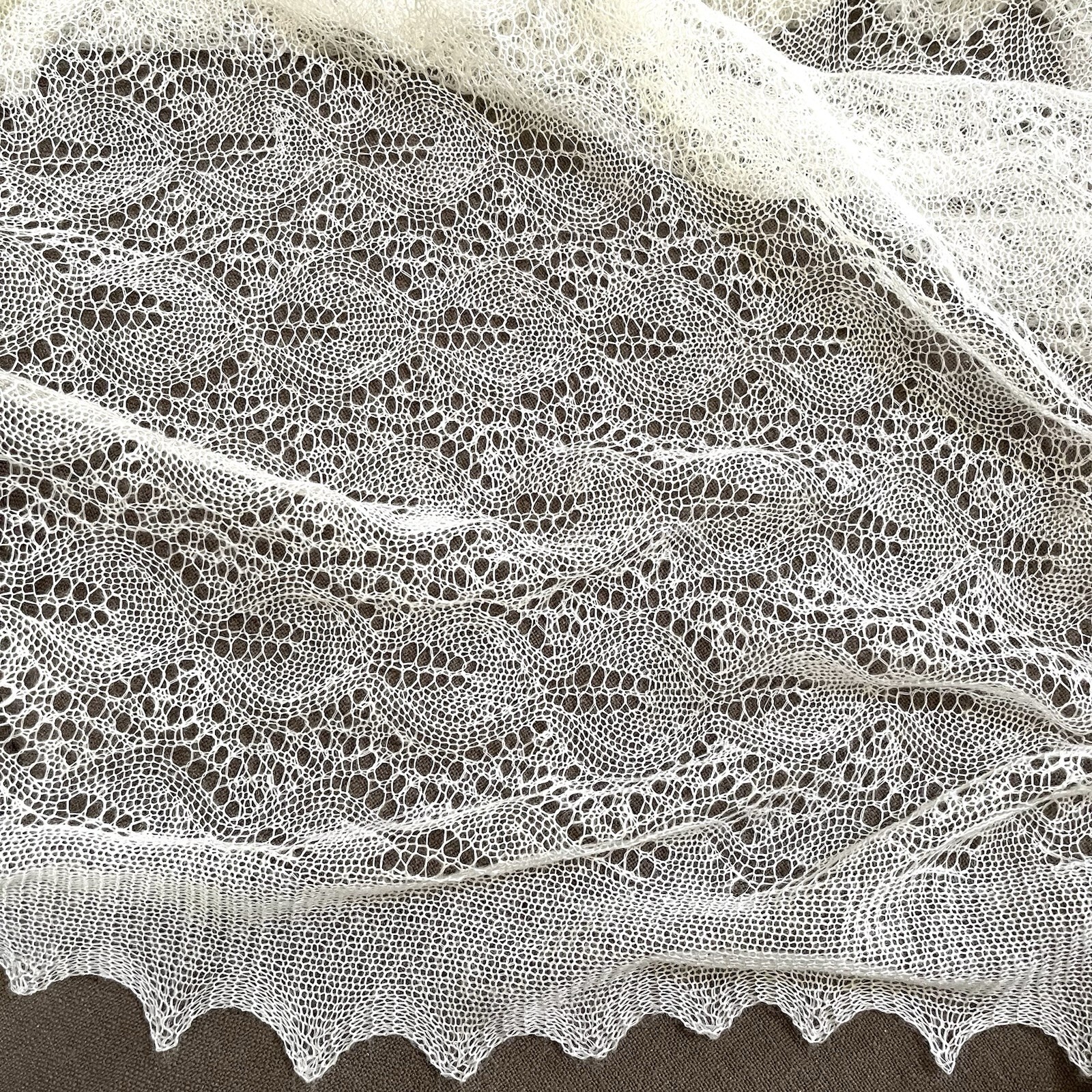 Vintage ECHO crochet shawl thin soft yarn open weave lightweight style 48”X48”