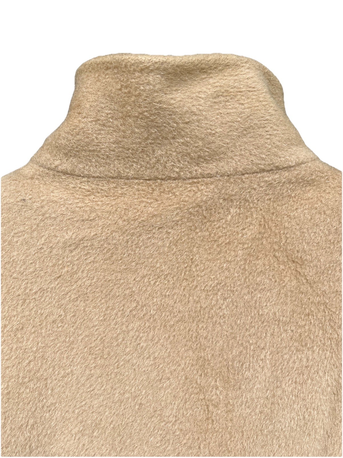 50s 60s Saks 5th Ave Wool Midi Cape Coat VTG Camel Hi Collar Front Zip