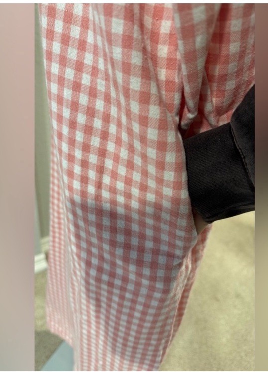 Vintage Pink & White Gingham Checkered Muumuu Nightgown w/ Pockets & Side Slits