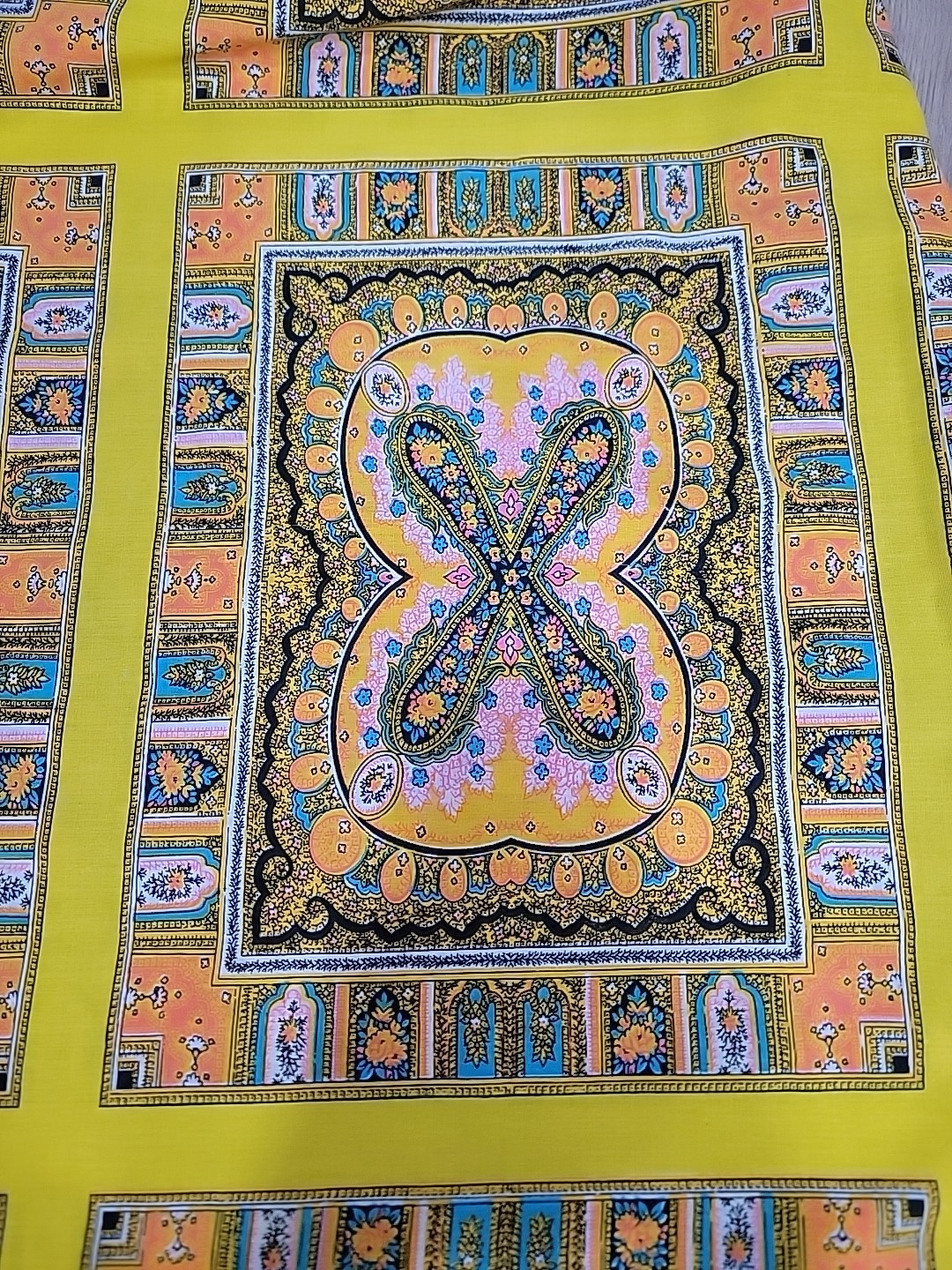 Vintage Psychedelic Cotton Maxi Groovy Skirt Scarf Print Boho Festival 70s