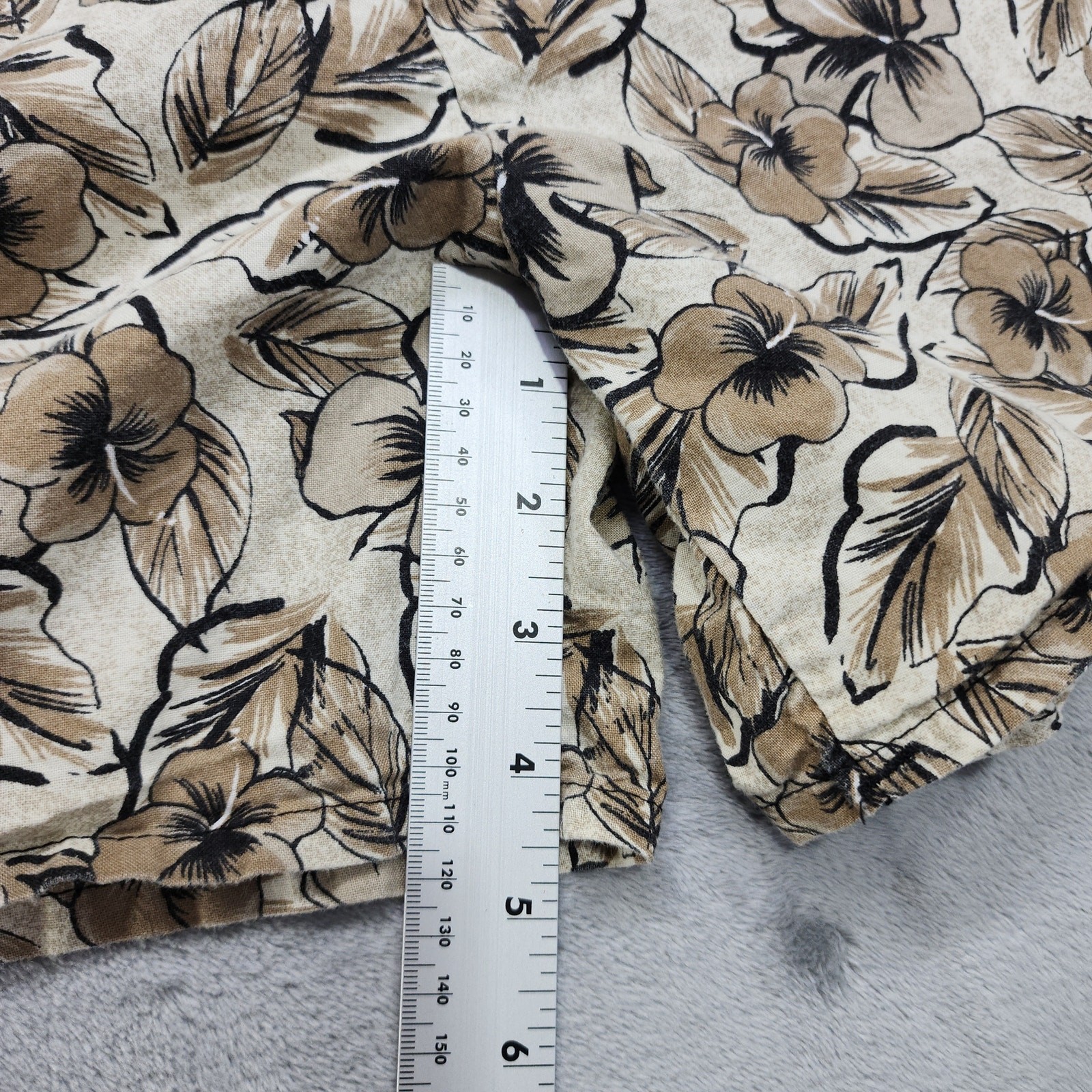 Vintage 80s Basic Editions Shorts Womens M Brown Floral Hawaiian Cotton Pull On