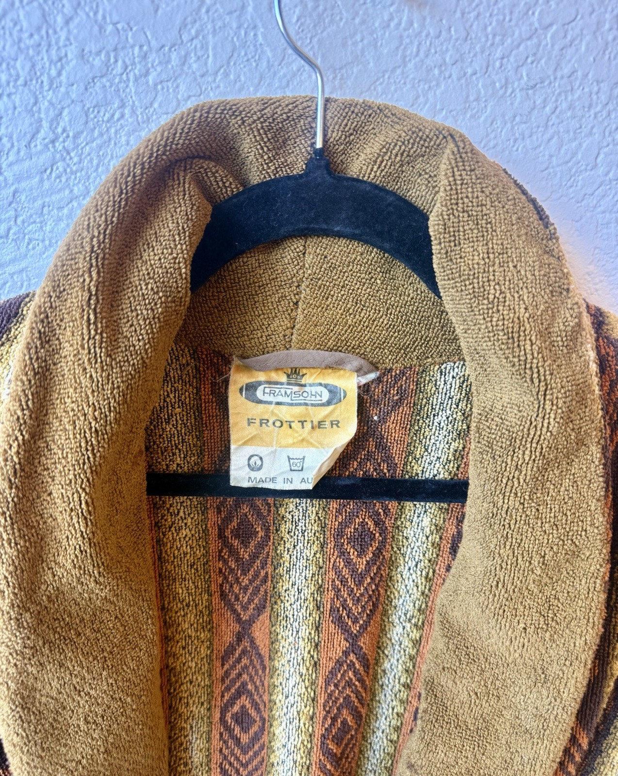 Vintage Framsohn Frottier Austrian Terry Cloth Robe Belted Shawl Collar Unisex