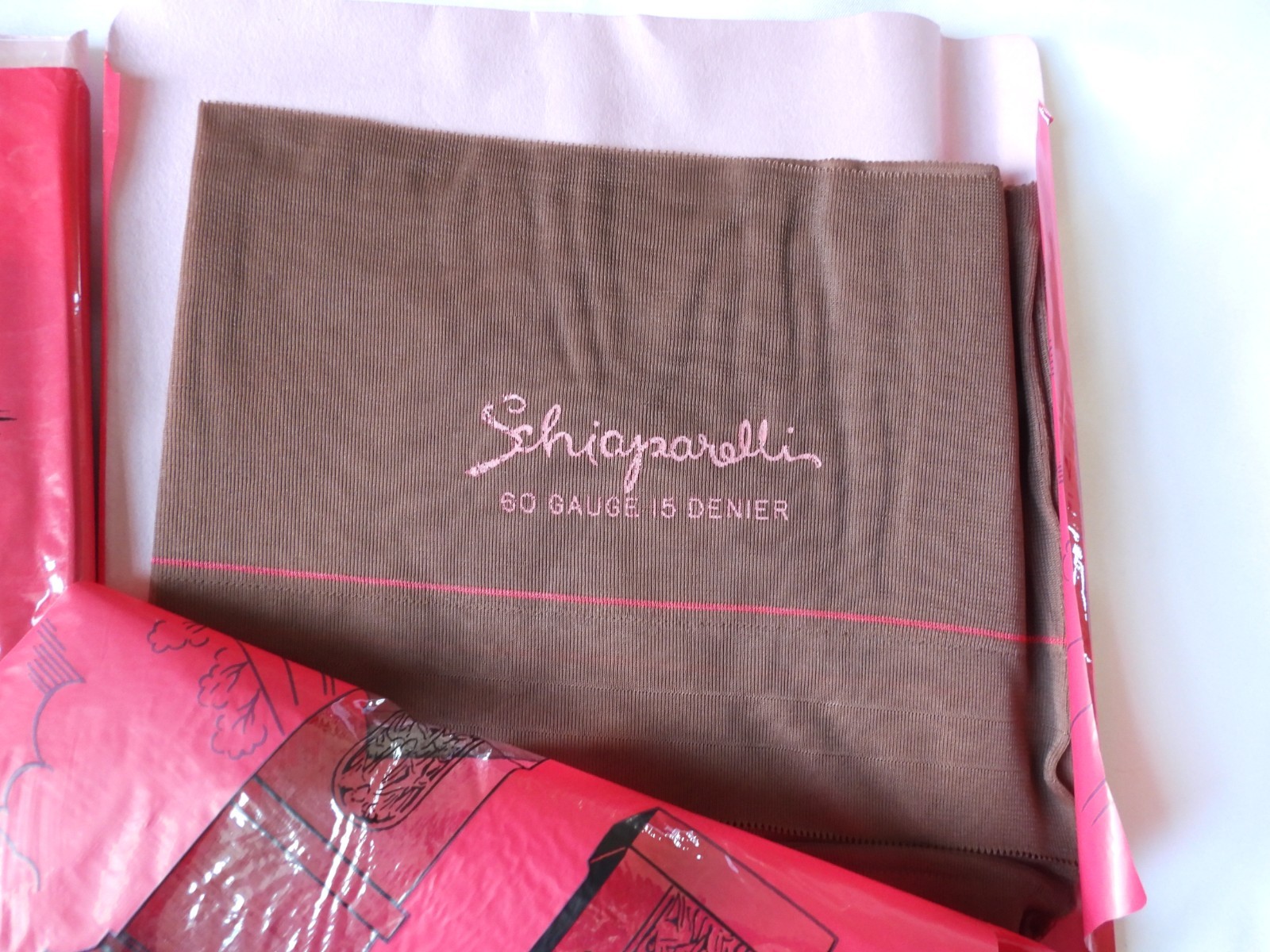 2 Pair NOS Vtg Schiaparelli FF Cuban Plain SEAMED Silky Nylon STOCKINGS sz 9 30&Prime;
