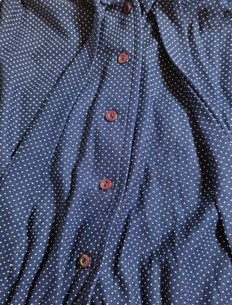 vtg union made ILGWU dress button polka dot top with tie neck USA size 20 1/2