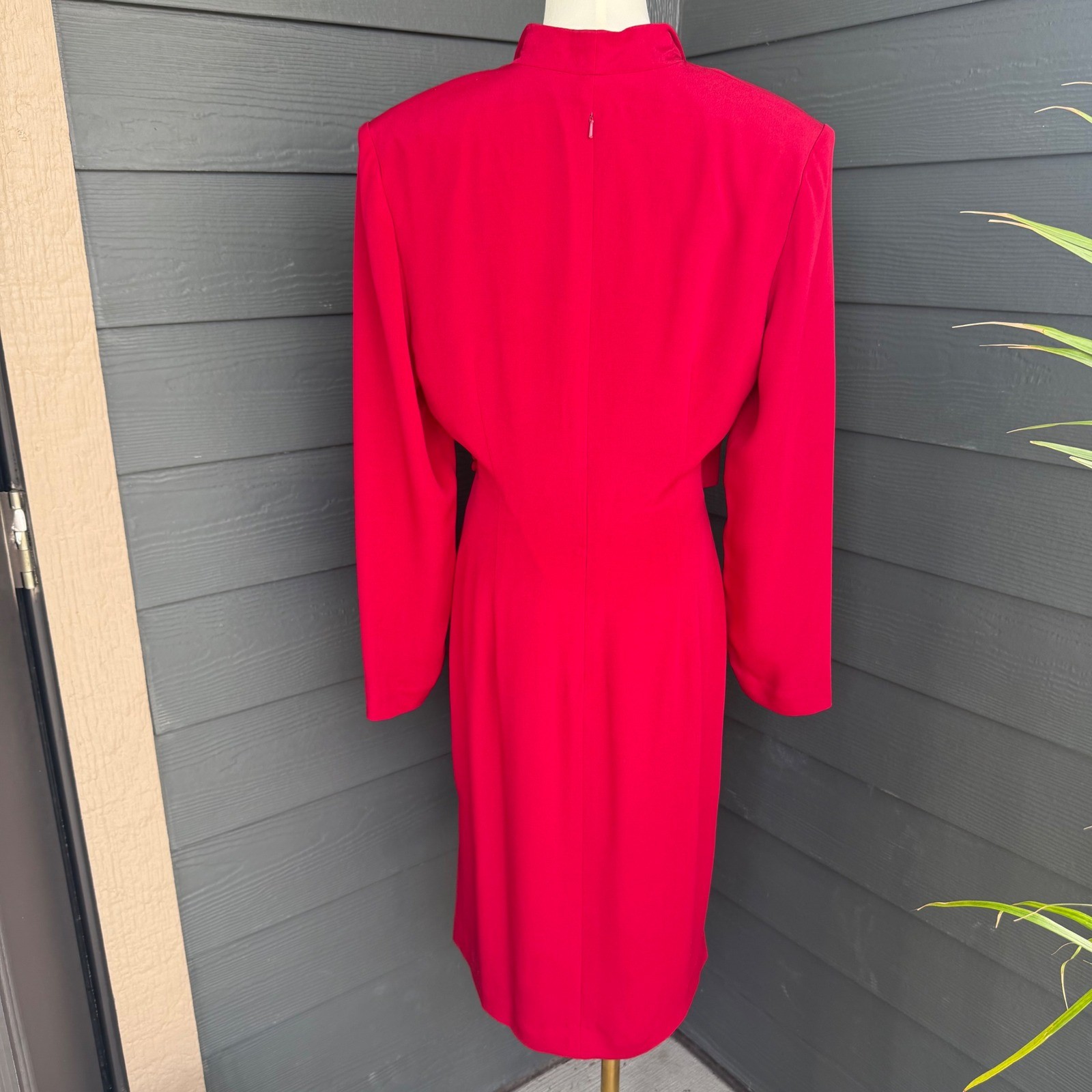 Donna Morgan Silk Wrap Midi Dress Pink Long Sleeve Cocktail Size 10