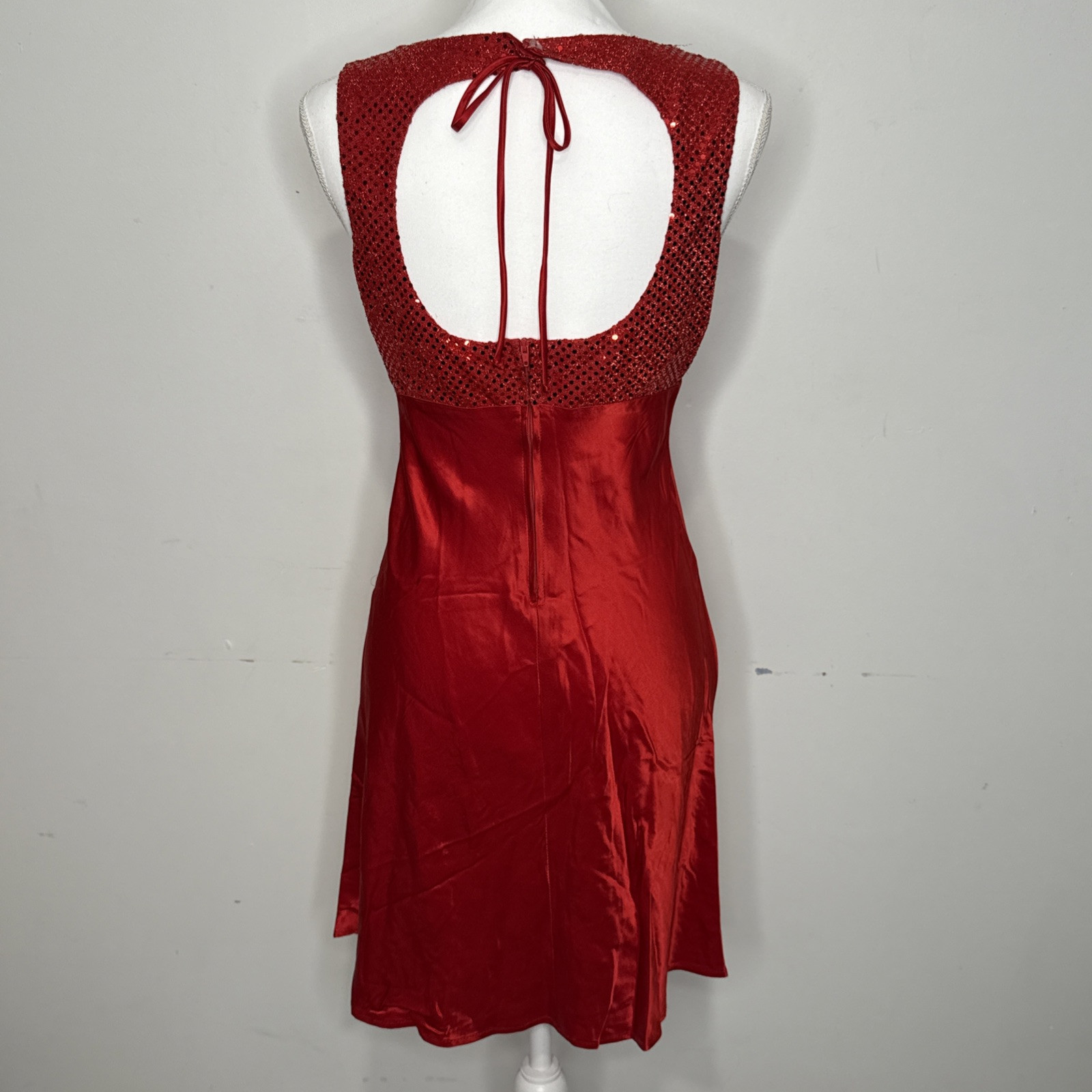 Vintage Steppin’ Out Red Sequin & Liquid Satin Bias Cut Cocktail Dress 11/12