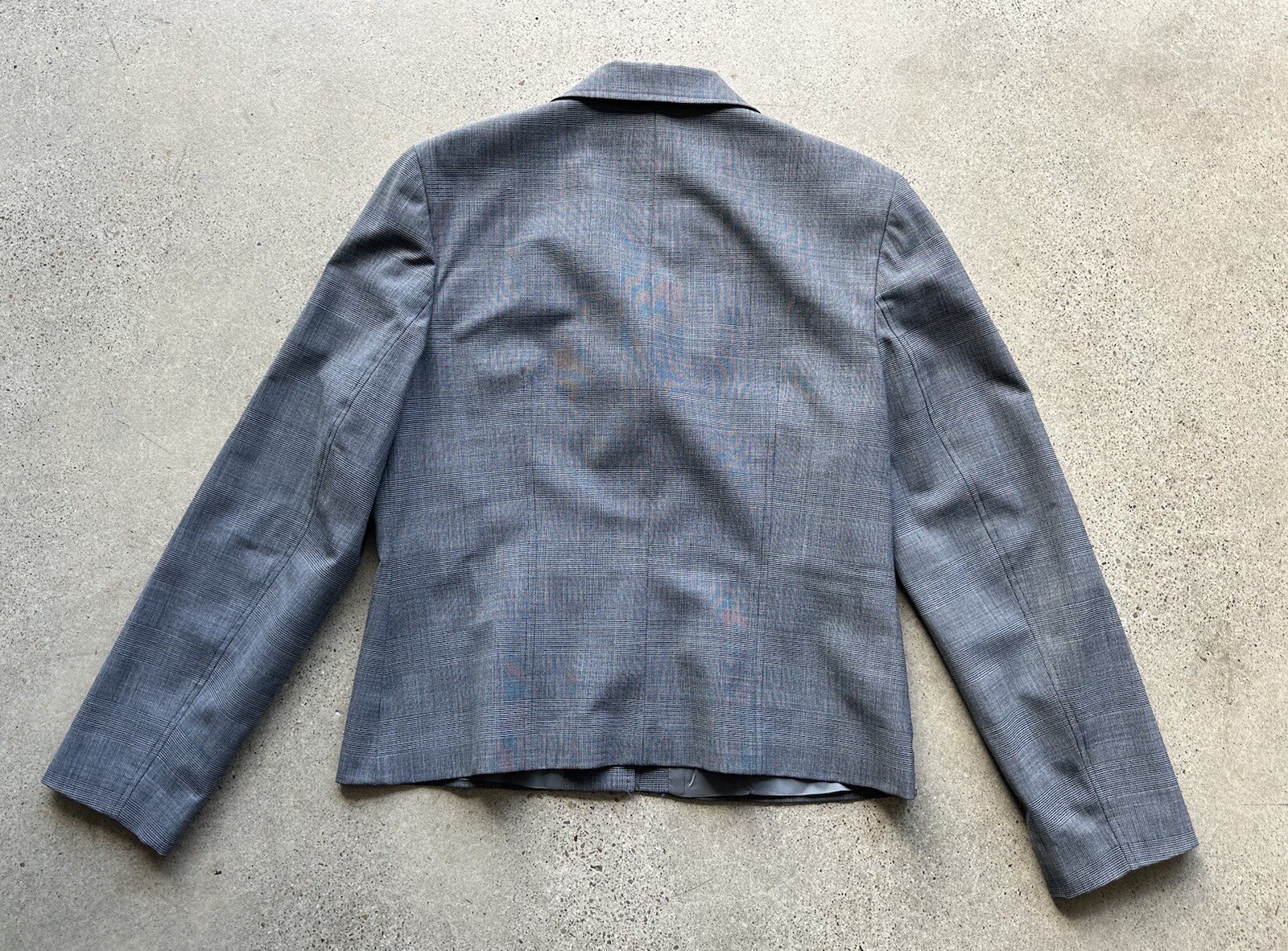 Vintage Harold’s Gray Plaid Polyester & Wool Suit Jacket Blazer Size 10 Italy