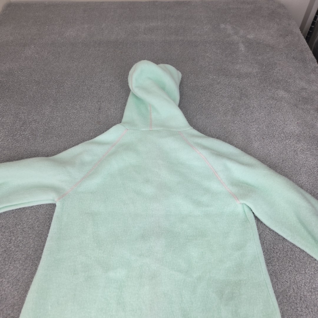 Vtg Medium Zip Pockets Robe/HouseCoat Sears Mint Green Fleece Hooded Pj&rsquo;s Soft