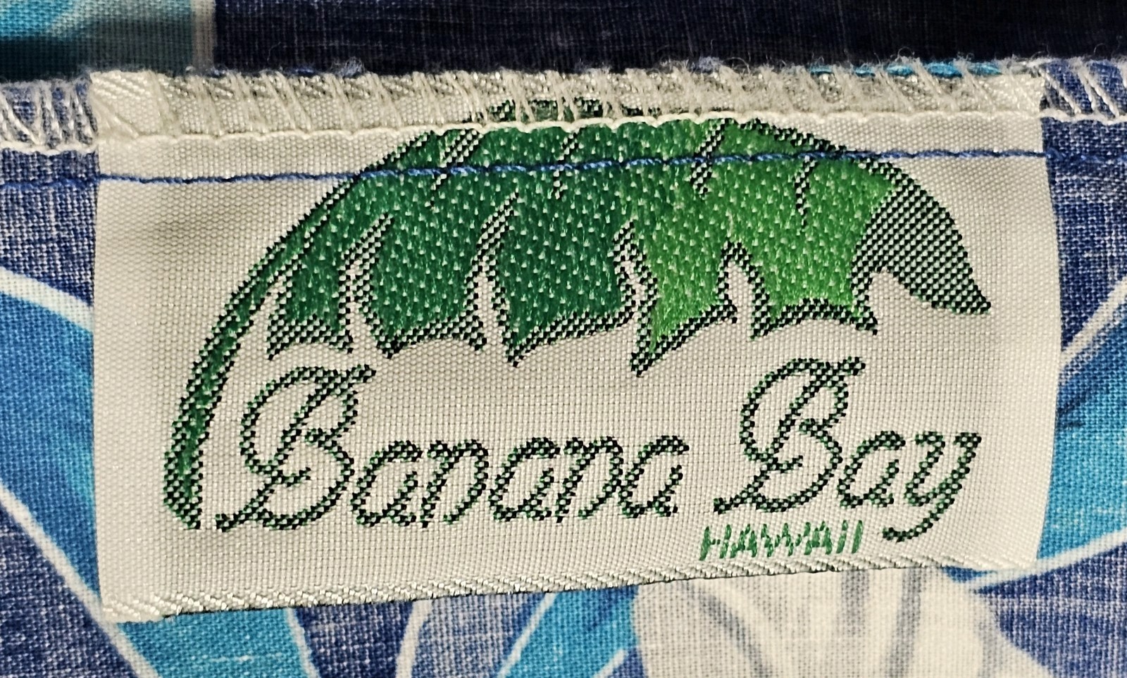 VGT 90s Banana Bay Dress Size M Blue Cotton Tropical Floral Hawaiian Hibiscus
