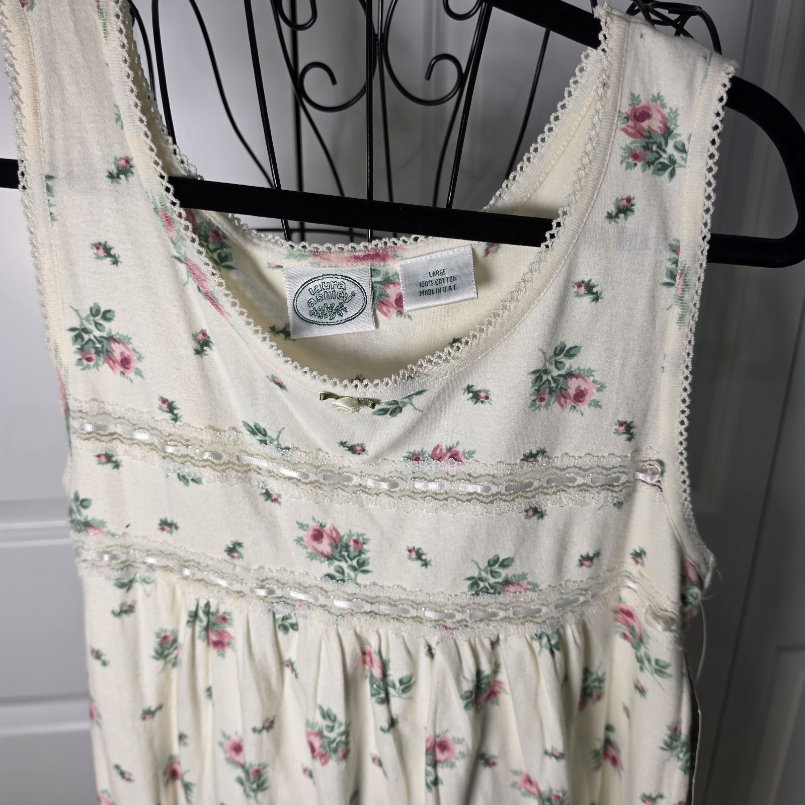 Authentic Vintage Laura Ashley « Vintg Rose » 100% Cotton Maxi Gown – DEADSTOCK…