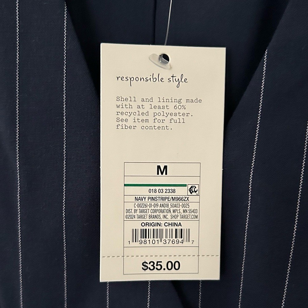 NWT A New Day Medium Navy Blue Pinstripe Tailored Mini Vest Dress