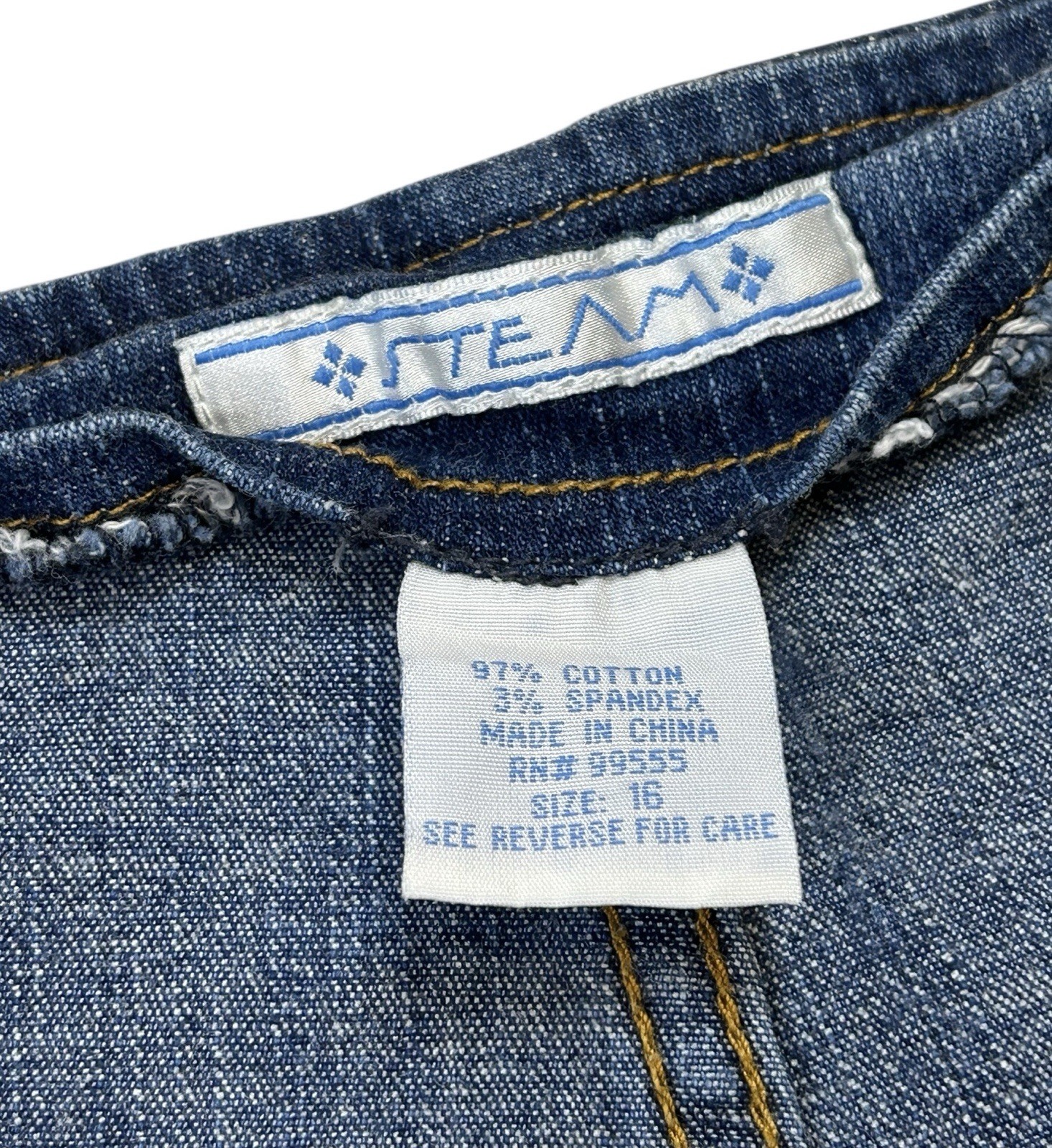 Y2K Stretchy Denim Mini Skort Steam Brand Size 16 Vintage