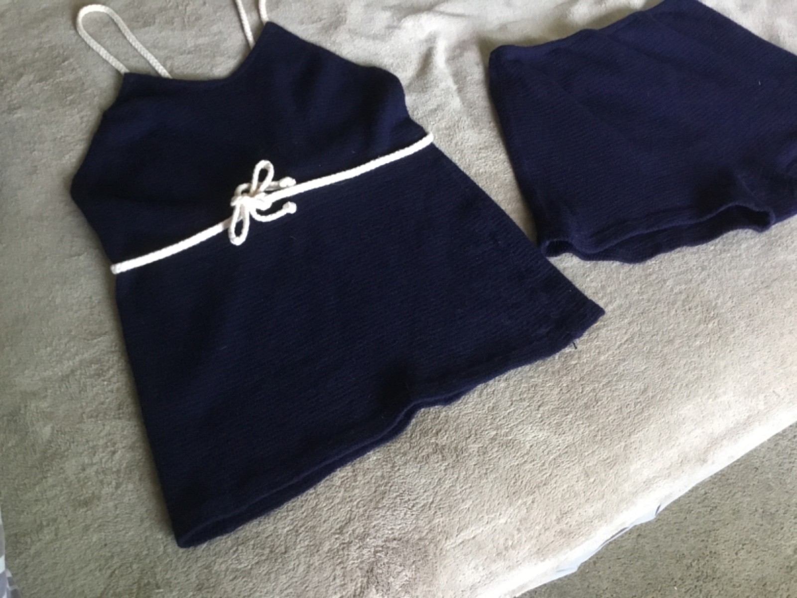 Vintage 1920 – 1930’s Wool Bathing 2 pc suit Navy sailors beach Bradley