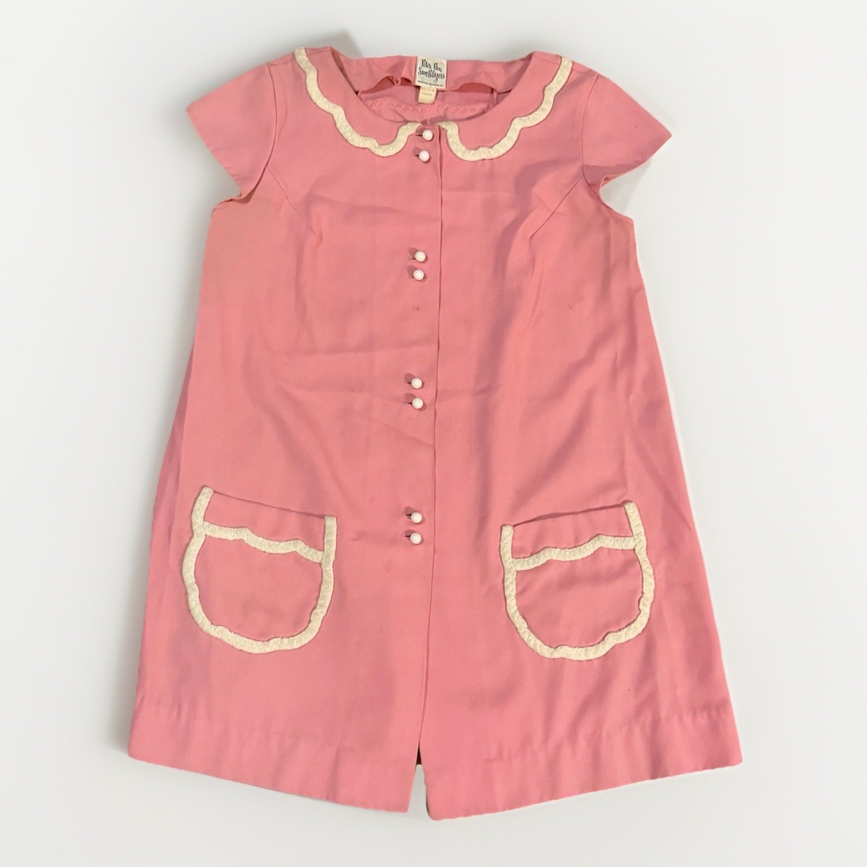 Vintage 1950’s Mid Century Peter Pan Sun Blazers Button Pink Summer Dress Grease