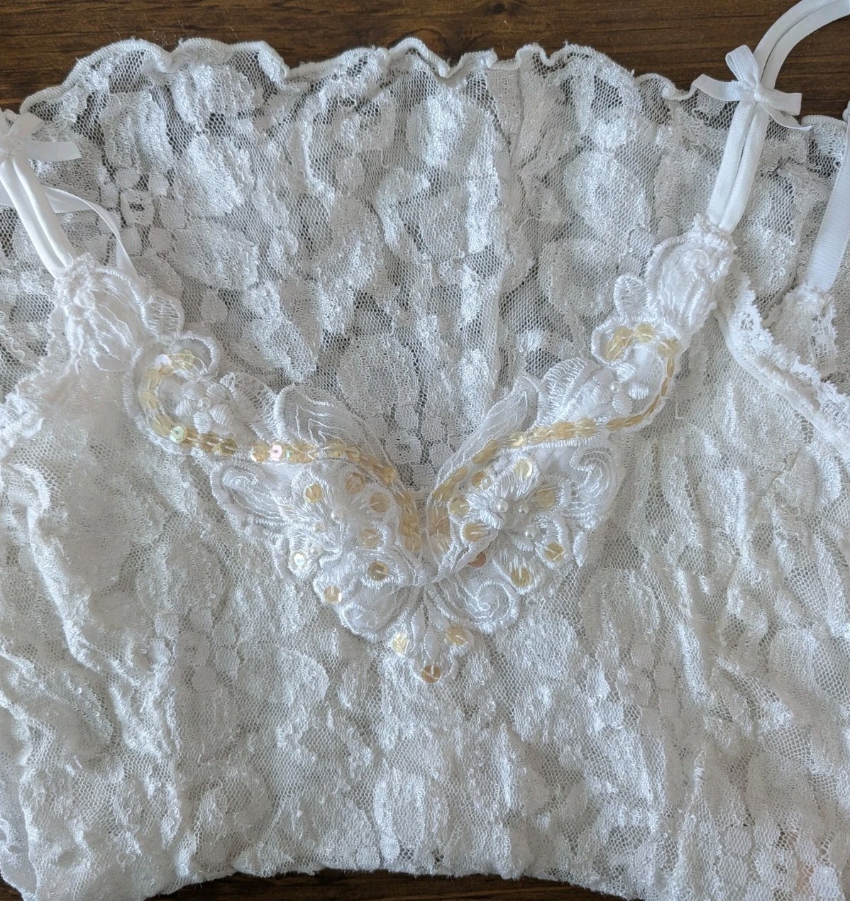 Vintage 60&rsquo;s Babydoll Camisole Lace Floral The Priscilla Collection Small Sequin