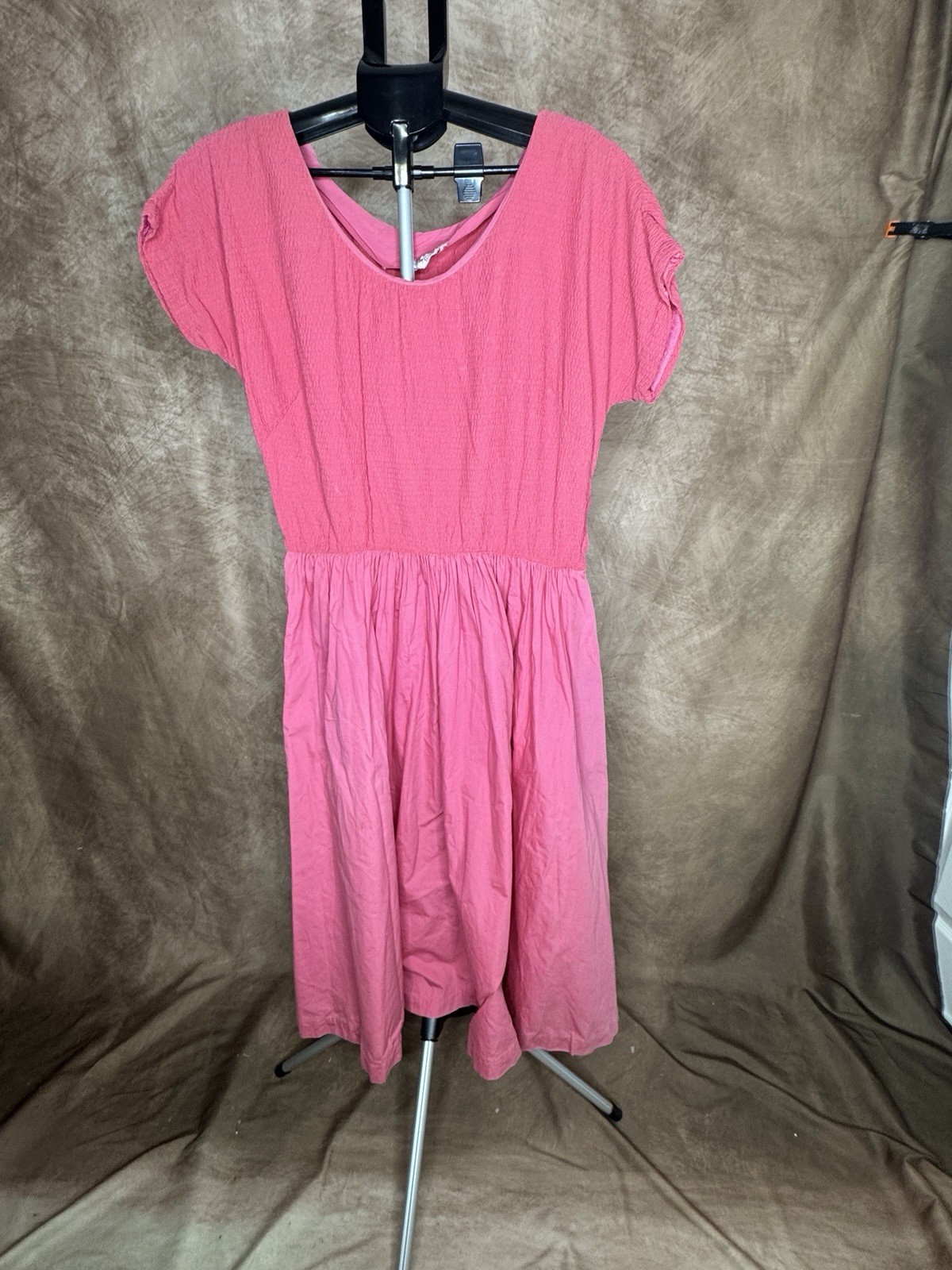 1940s Jerry Gilden Spectator Pink Dress Womens Modern M L Smocked Waist Vintage