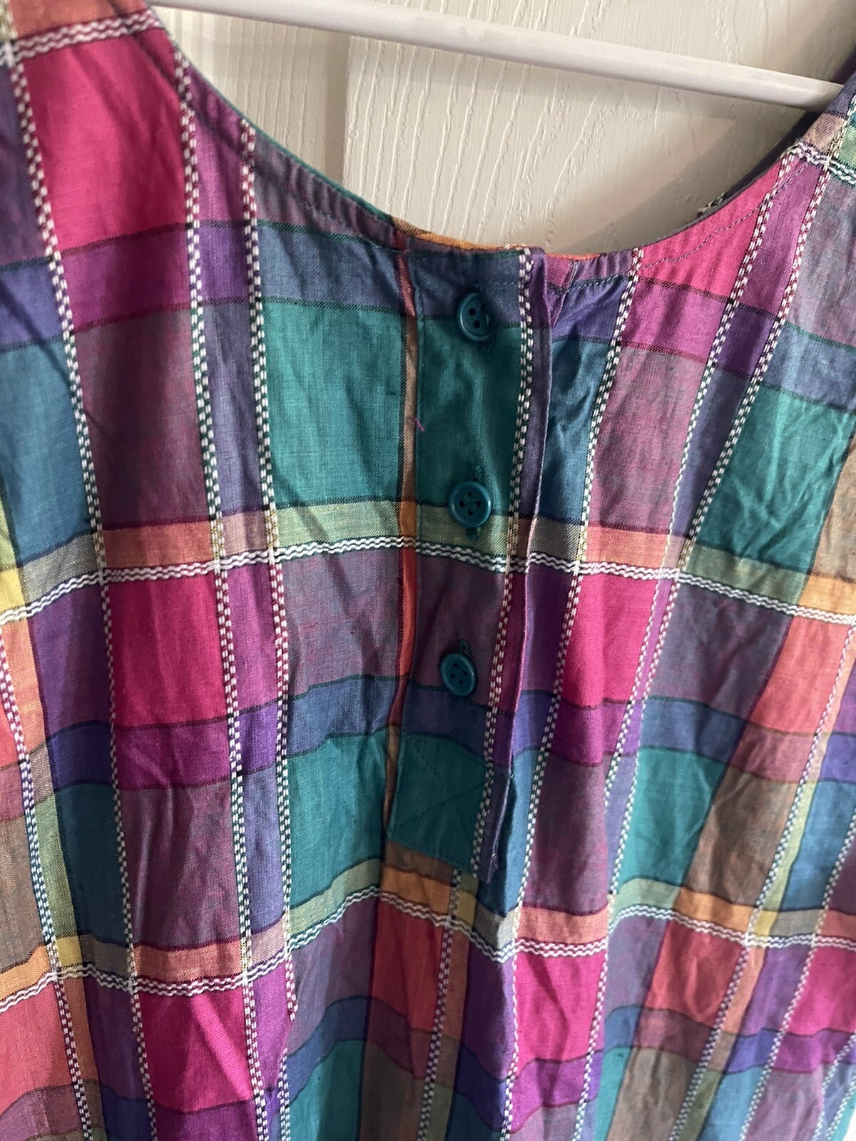 Nwt Vnt 90s Colorblock Checkered Cottagecore Jumper DRESS Small Pockets Modest